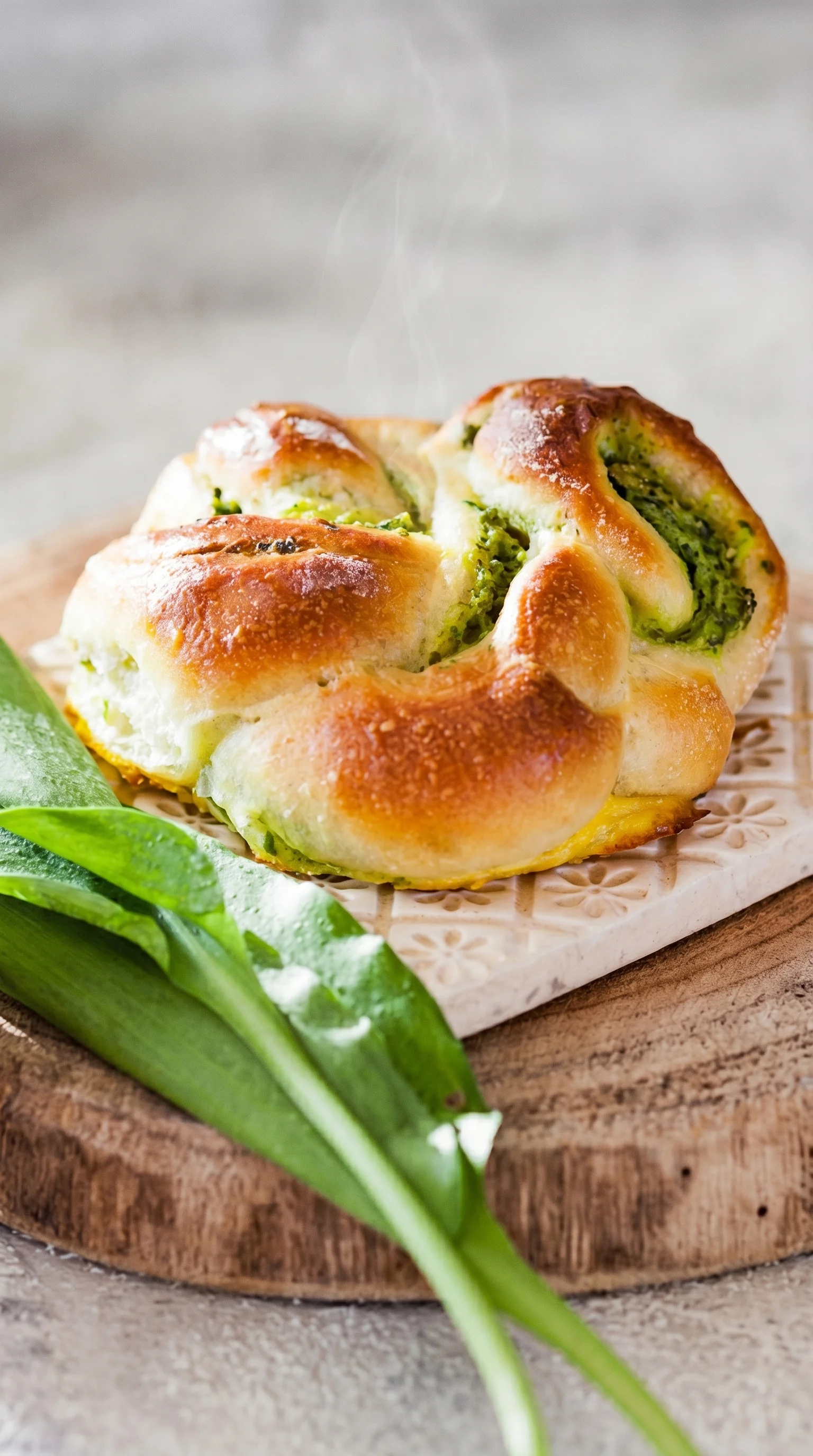 A piece of bread with a green vegetable on top.