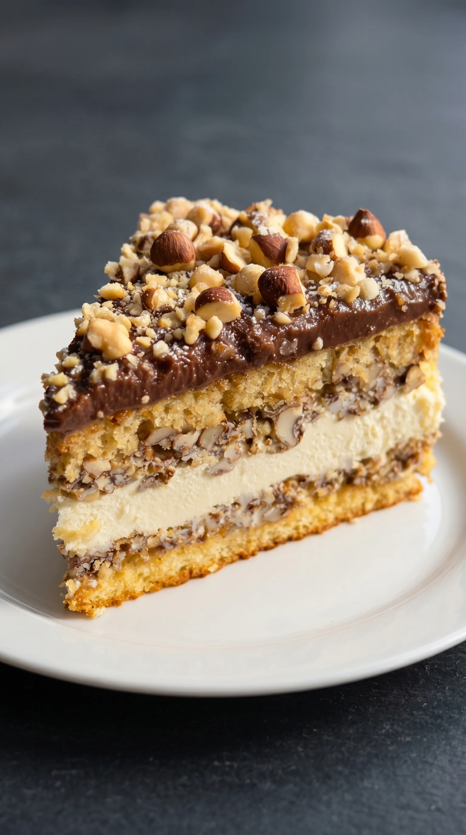 A slice of Nusskuchen with Nougatcreme.