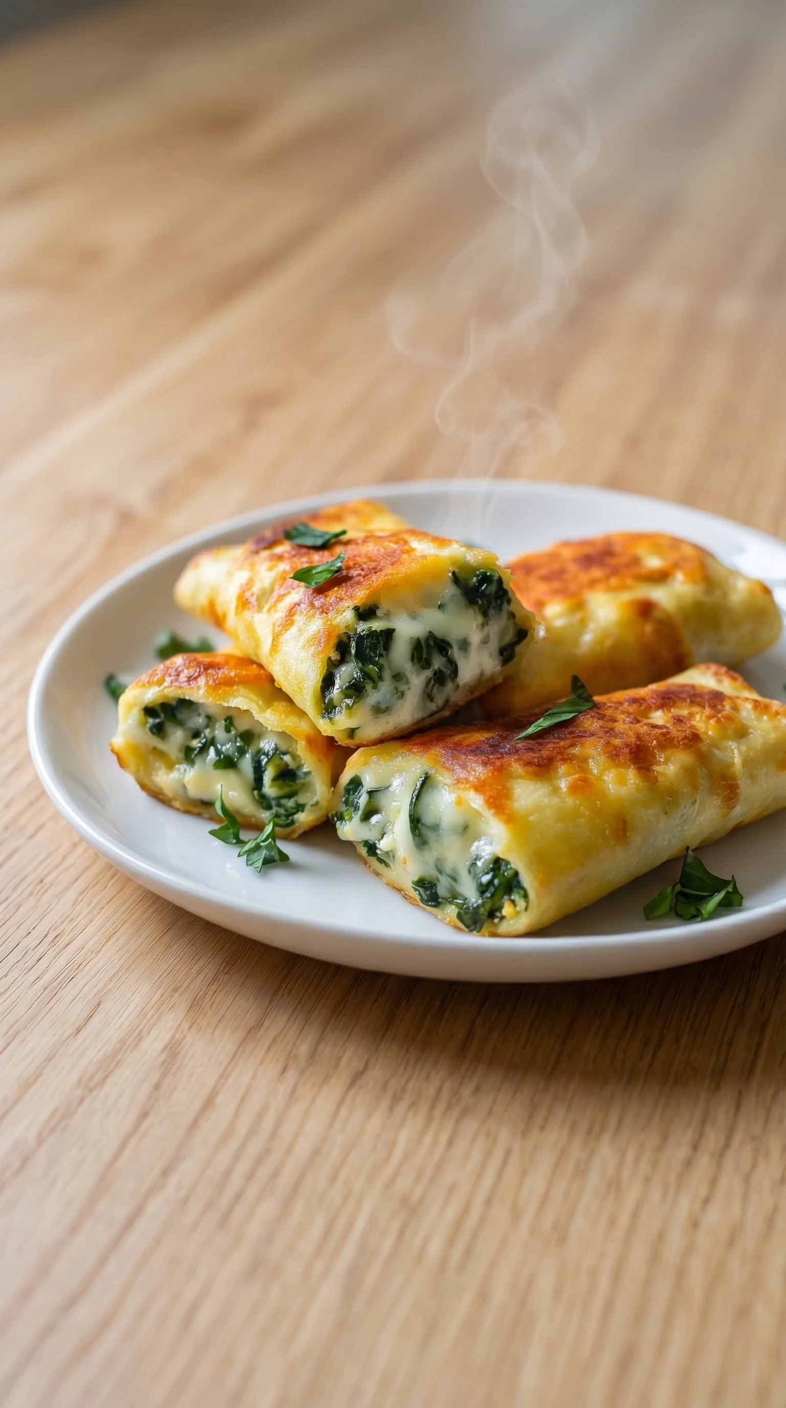 A plate of food with spinach and cheese.