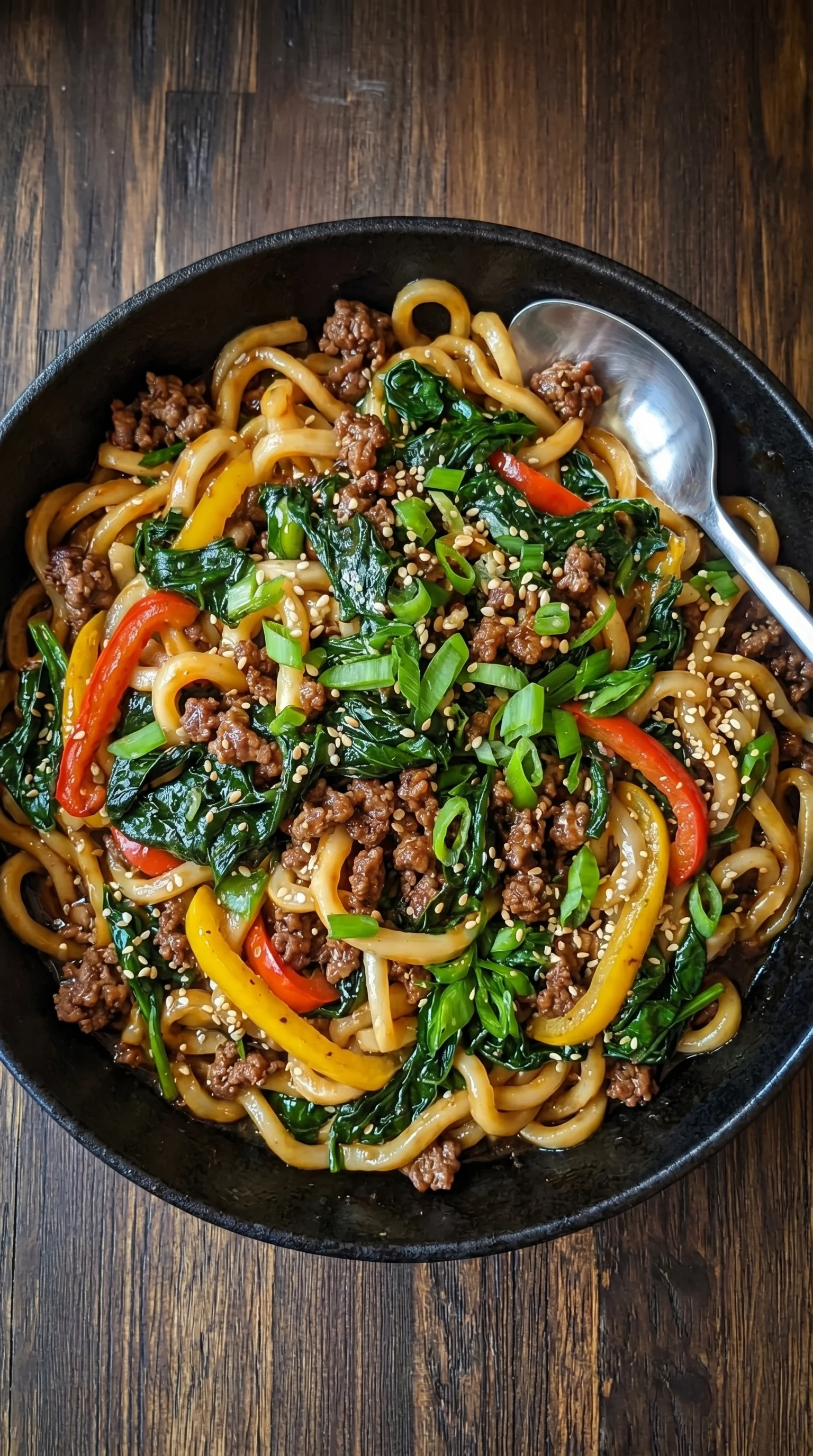 A bowl of noodles with meat and vegetables.