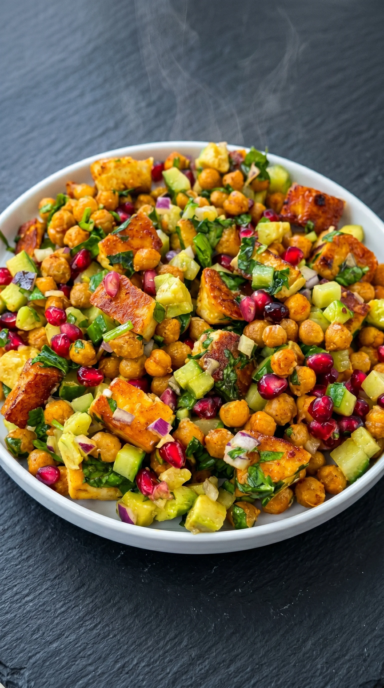 A bowl of food with a variety of ingredients.