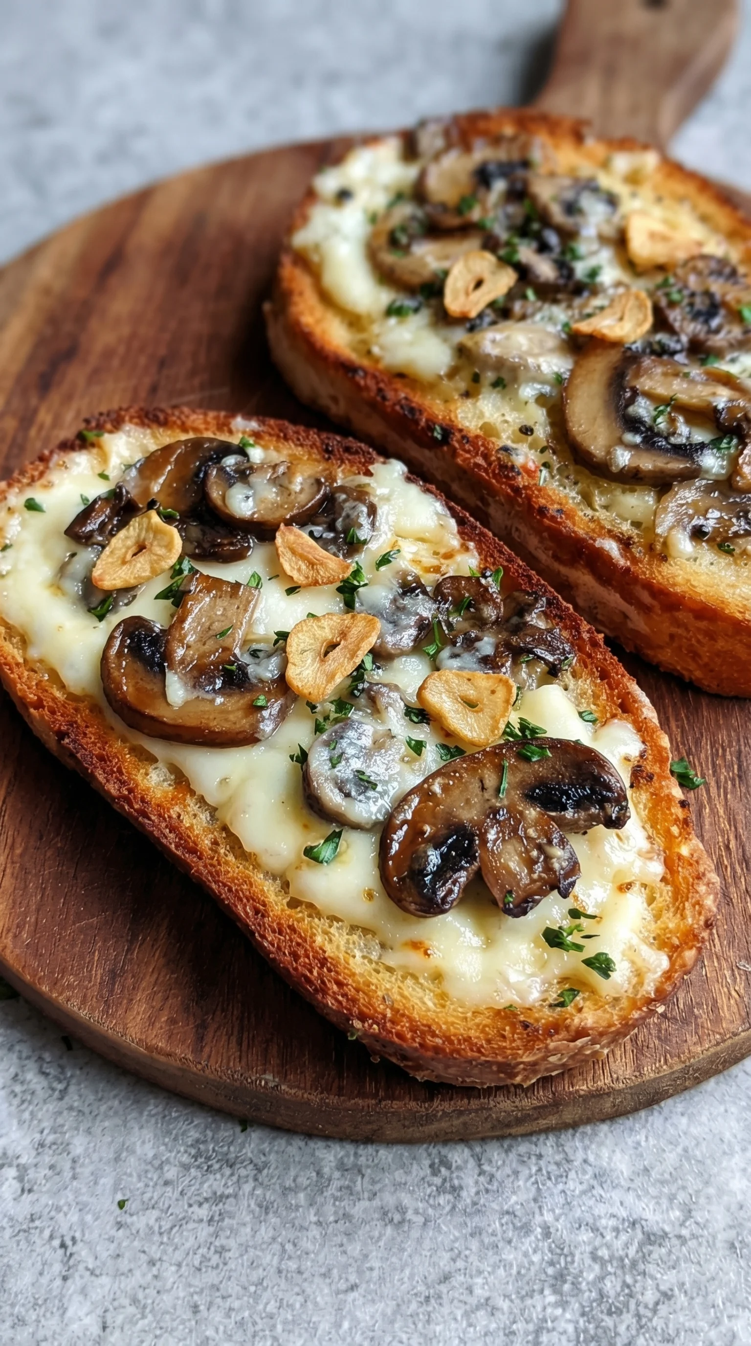Toast with mushrooms and herbs.