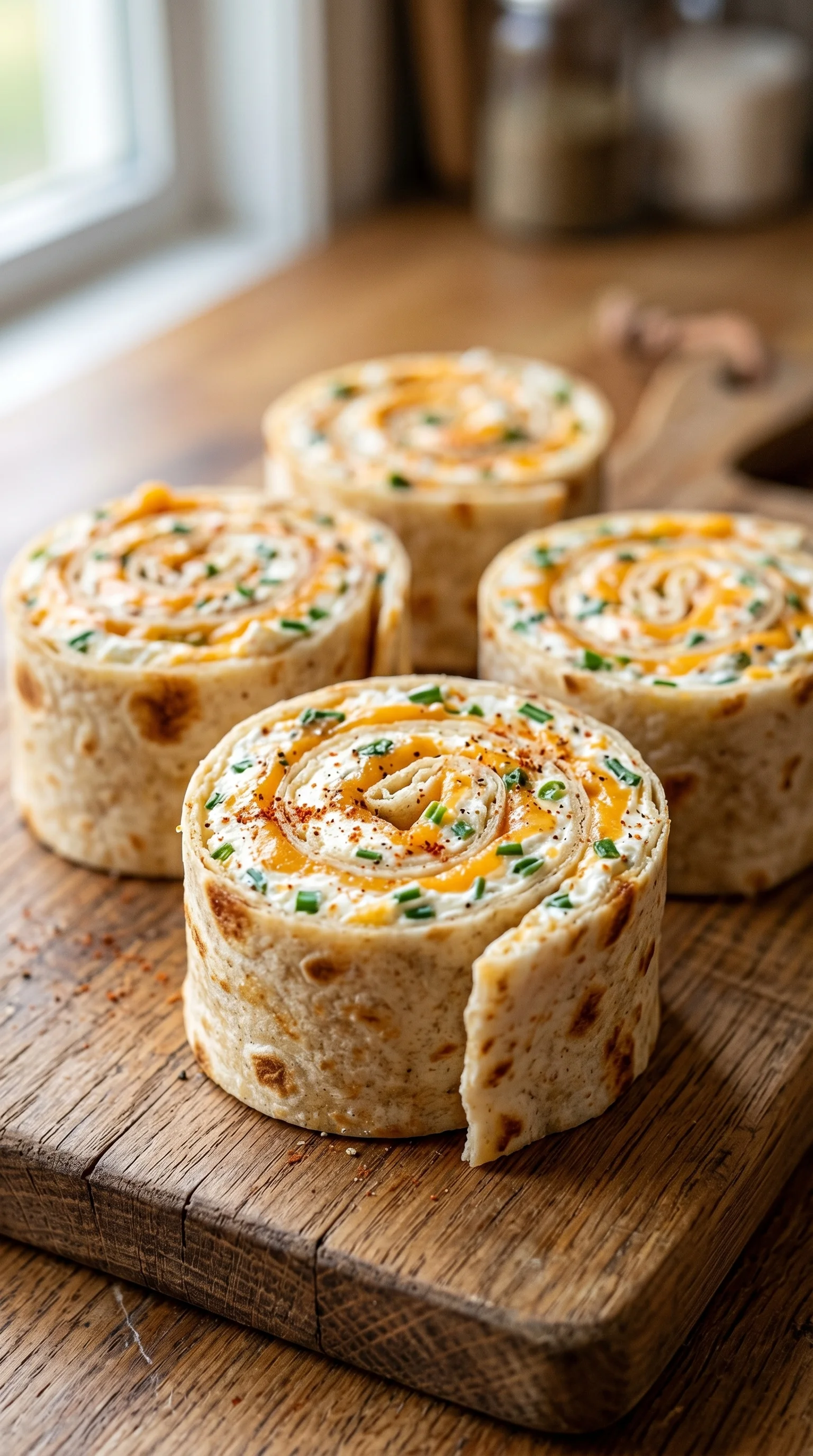 Four rolls of cheese and vegetables.