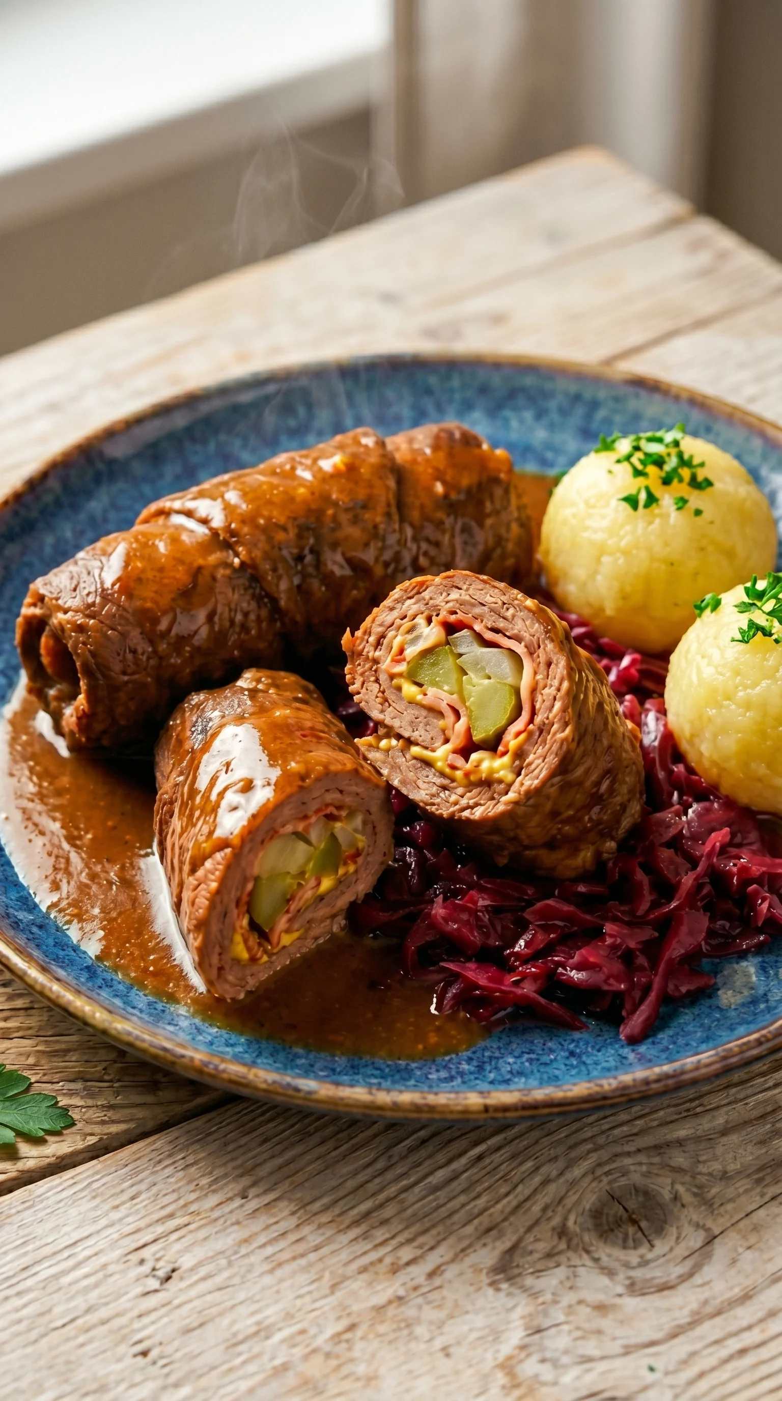 A plate of food with meat and vegetables.