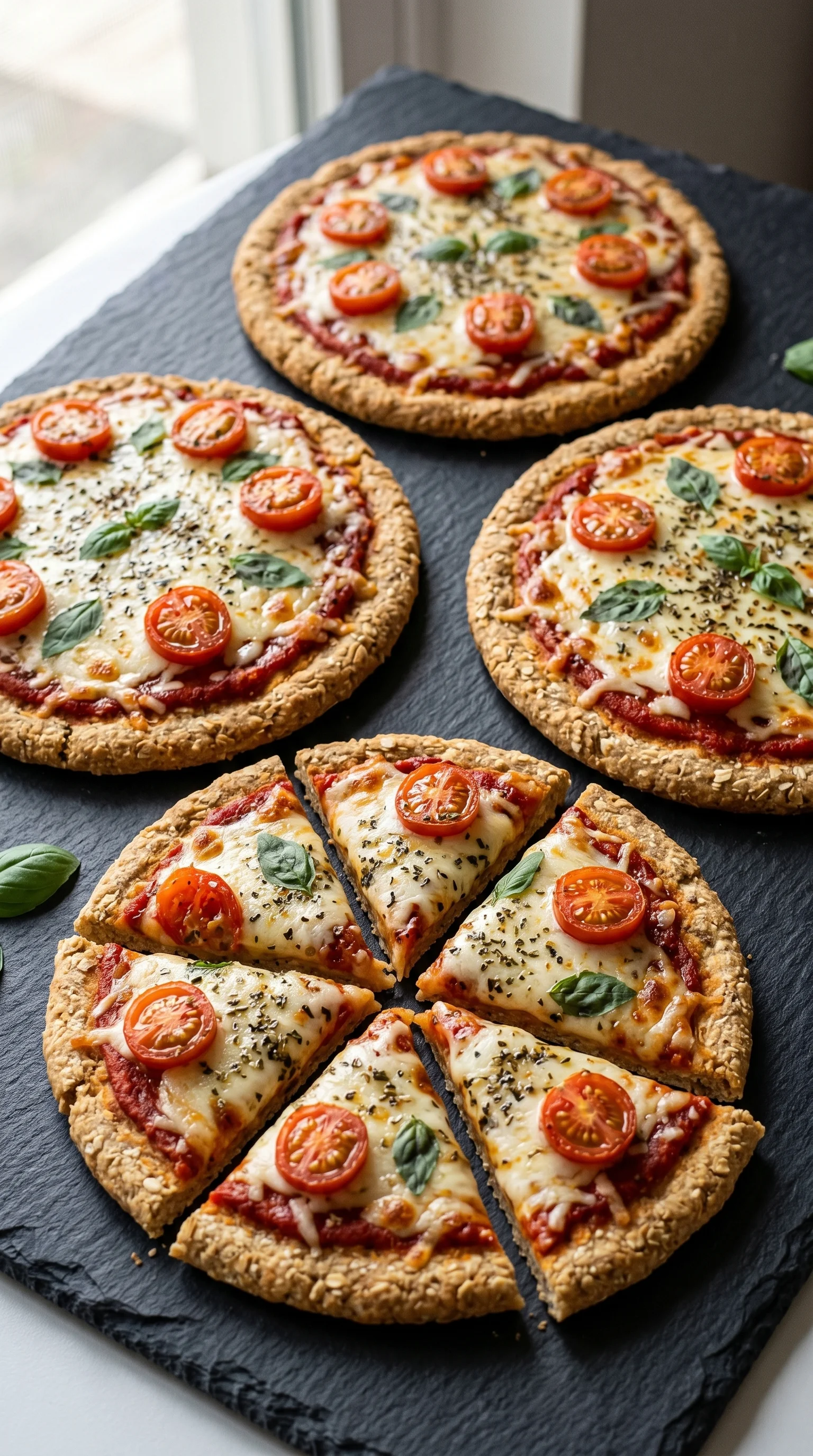A pizza with tomatoes and cheese.