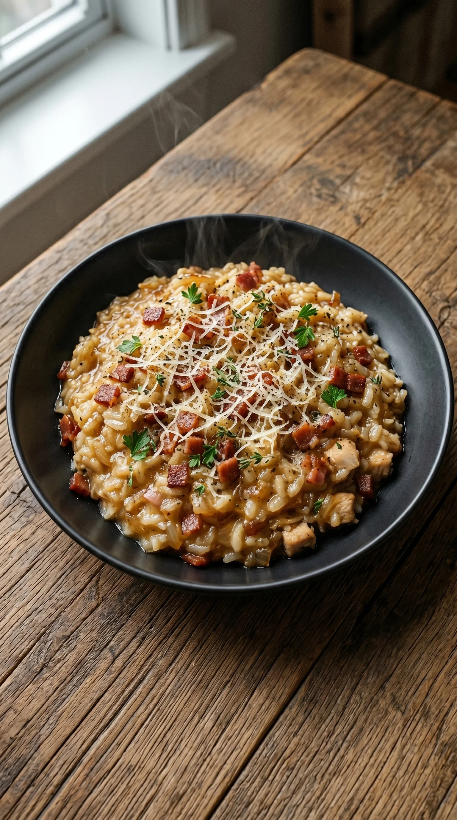 A bowl of food with a spoon in it.