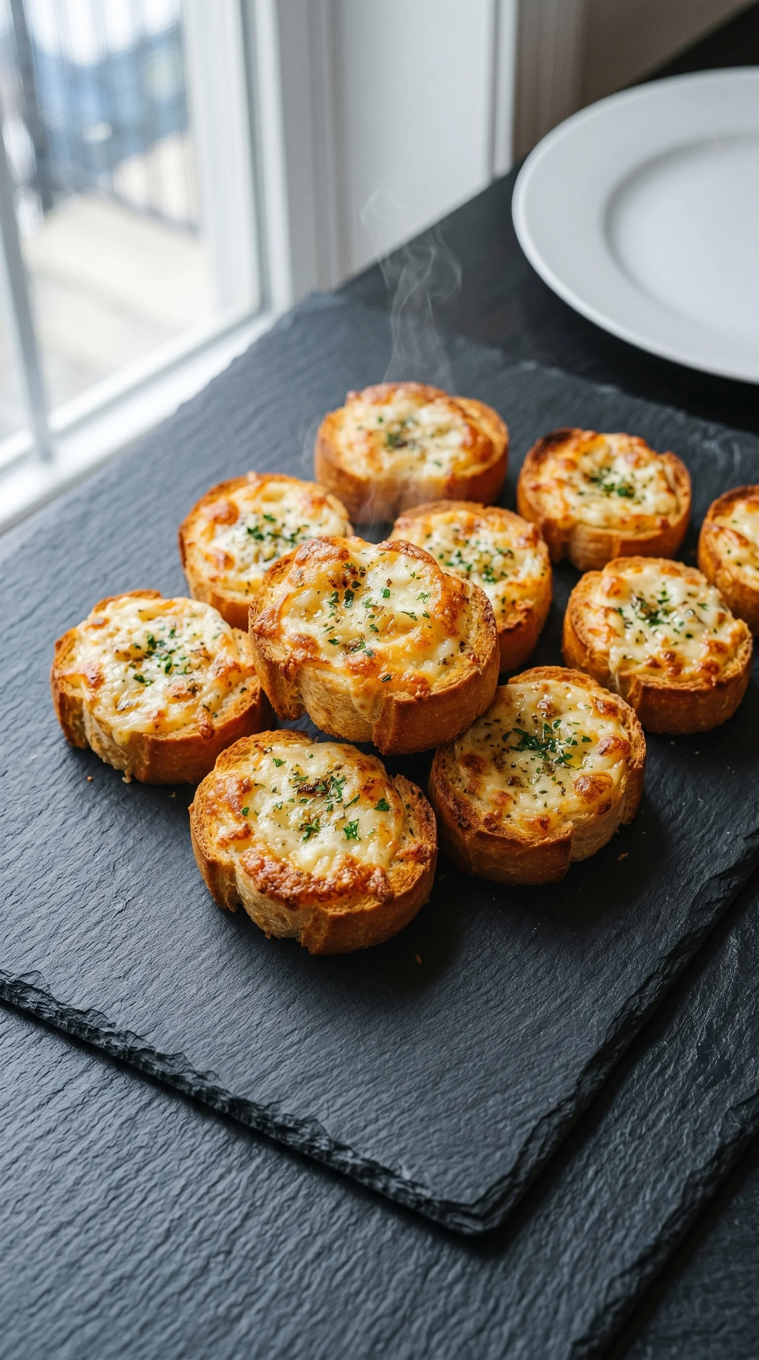 A plate of cheese bread.