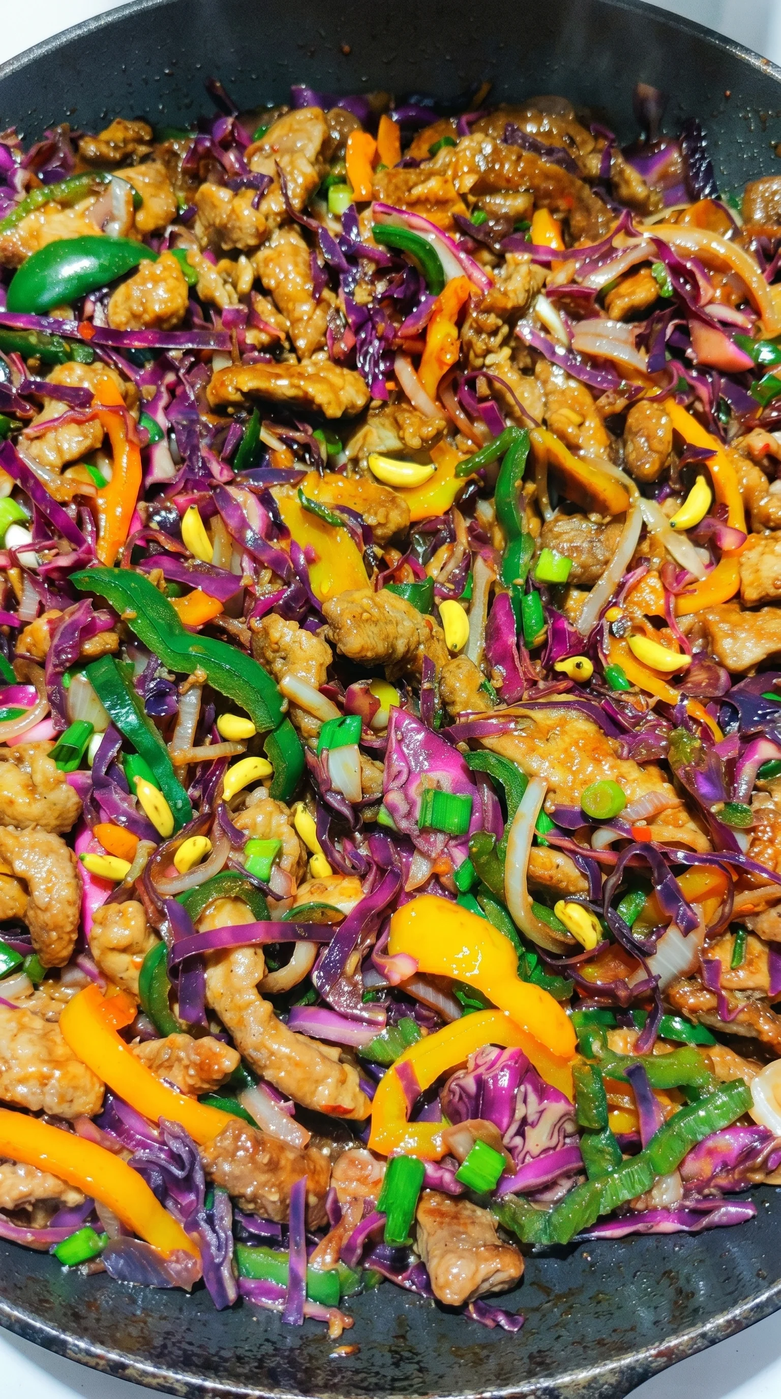 A dish of meat and vegetables.