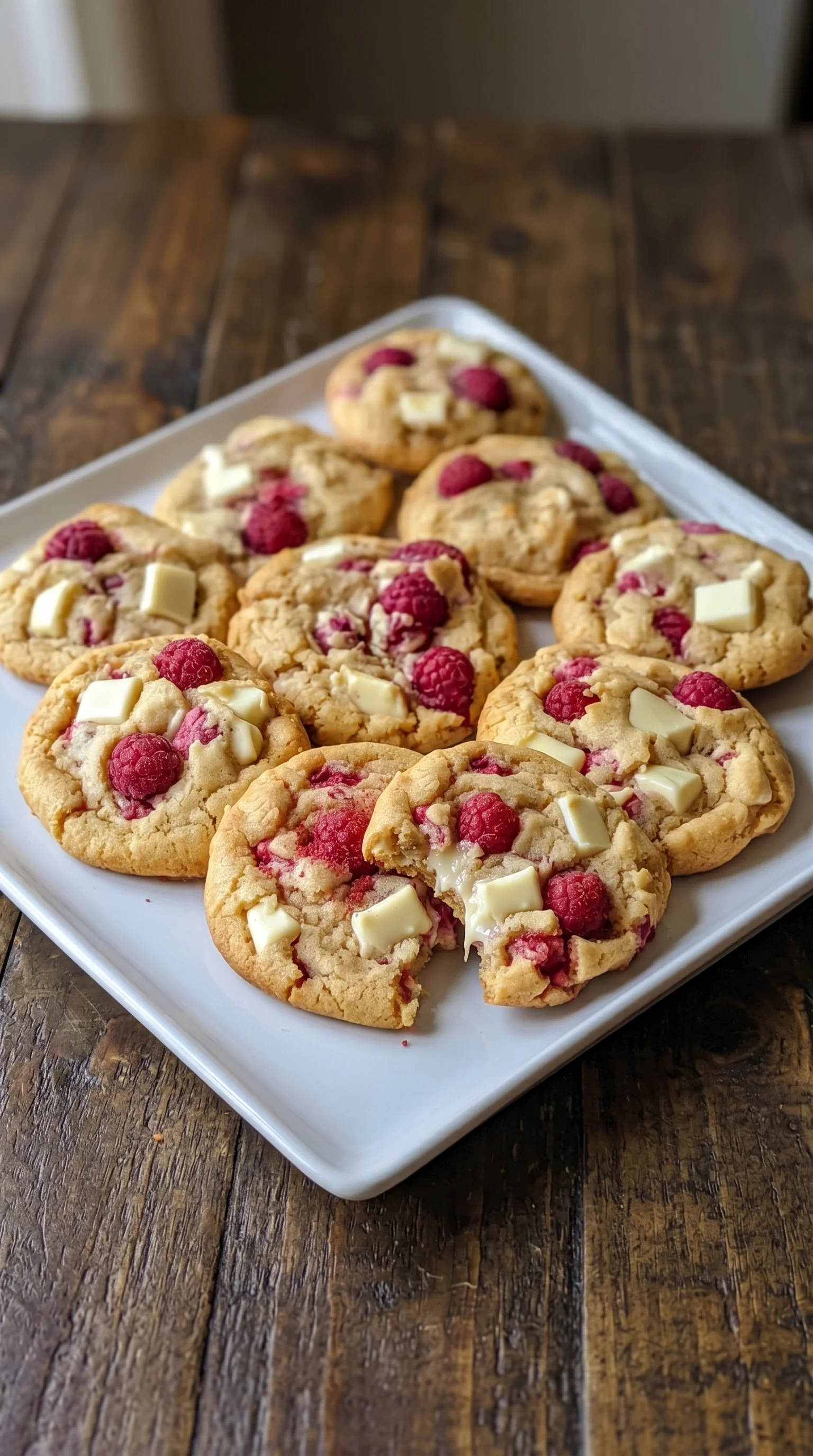 Weiße Schokolade-Himbeer Cookies für Genussexperten.