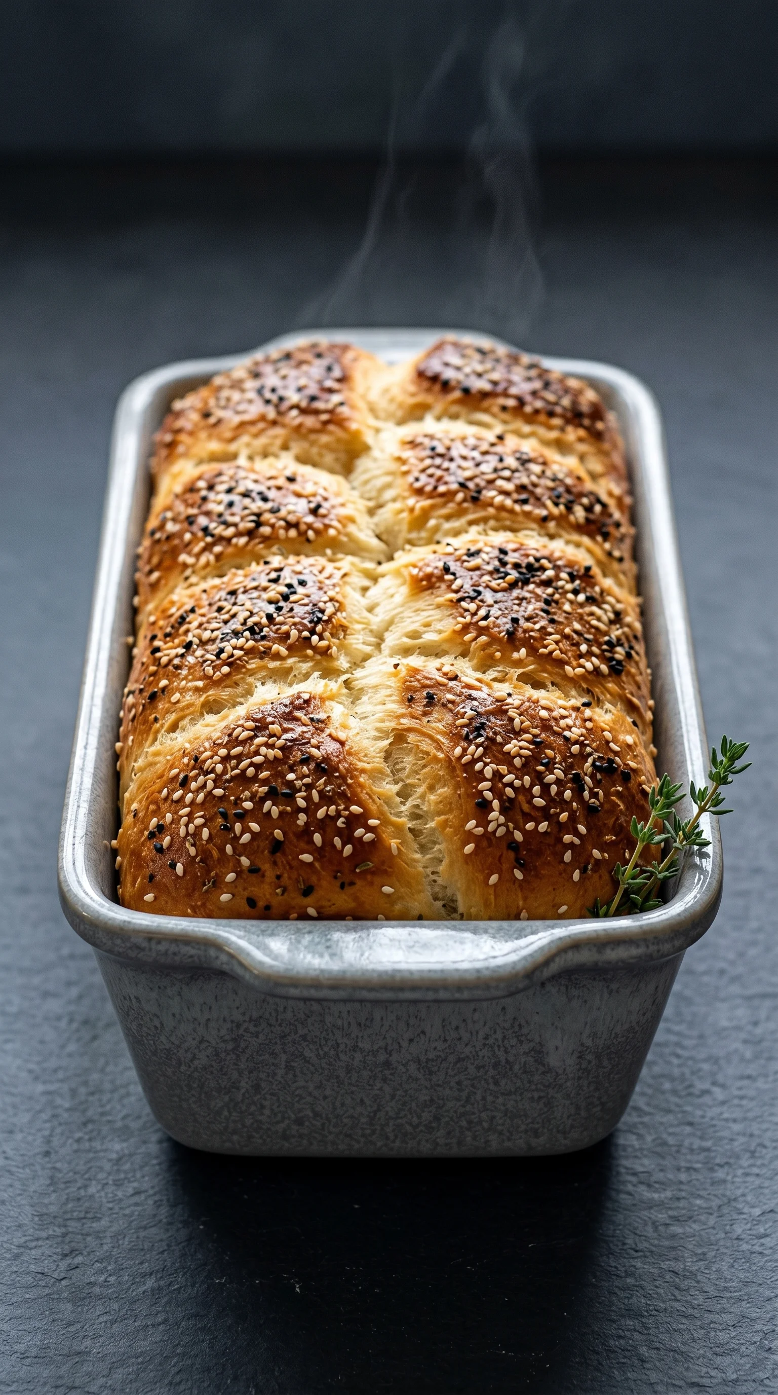 A loaf of bread with seeds on top.