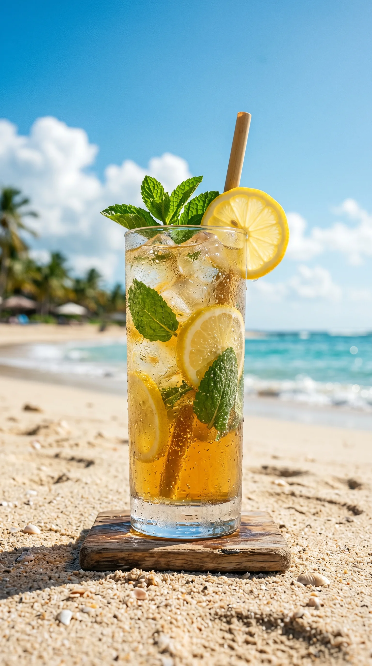 A glass of lemonade with a lemon and a straw.