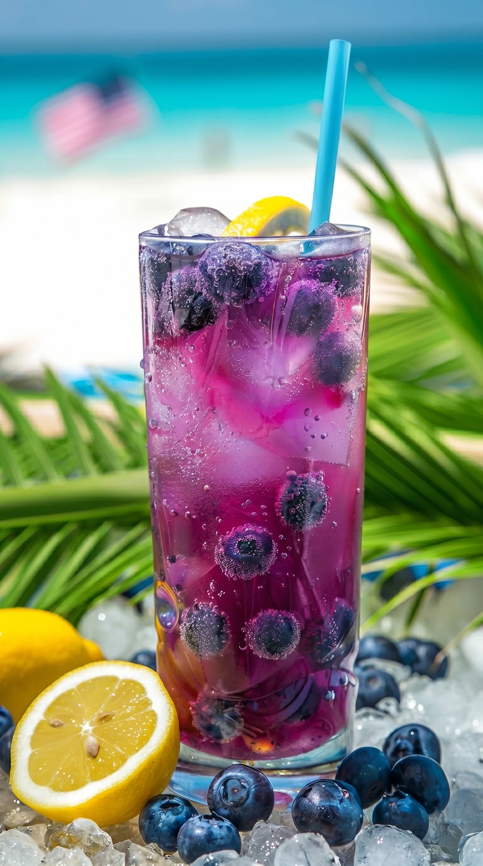 A glass of Berry Ocean Breeze Mocktail.