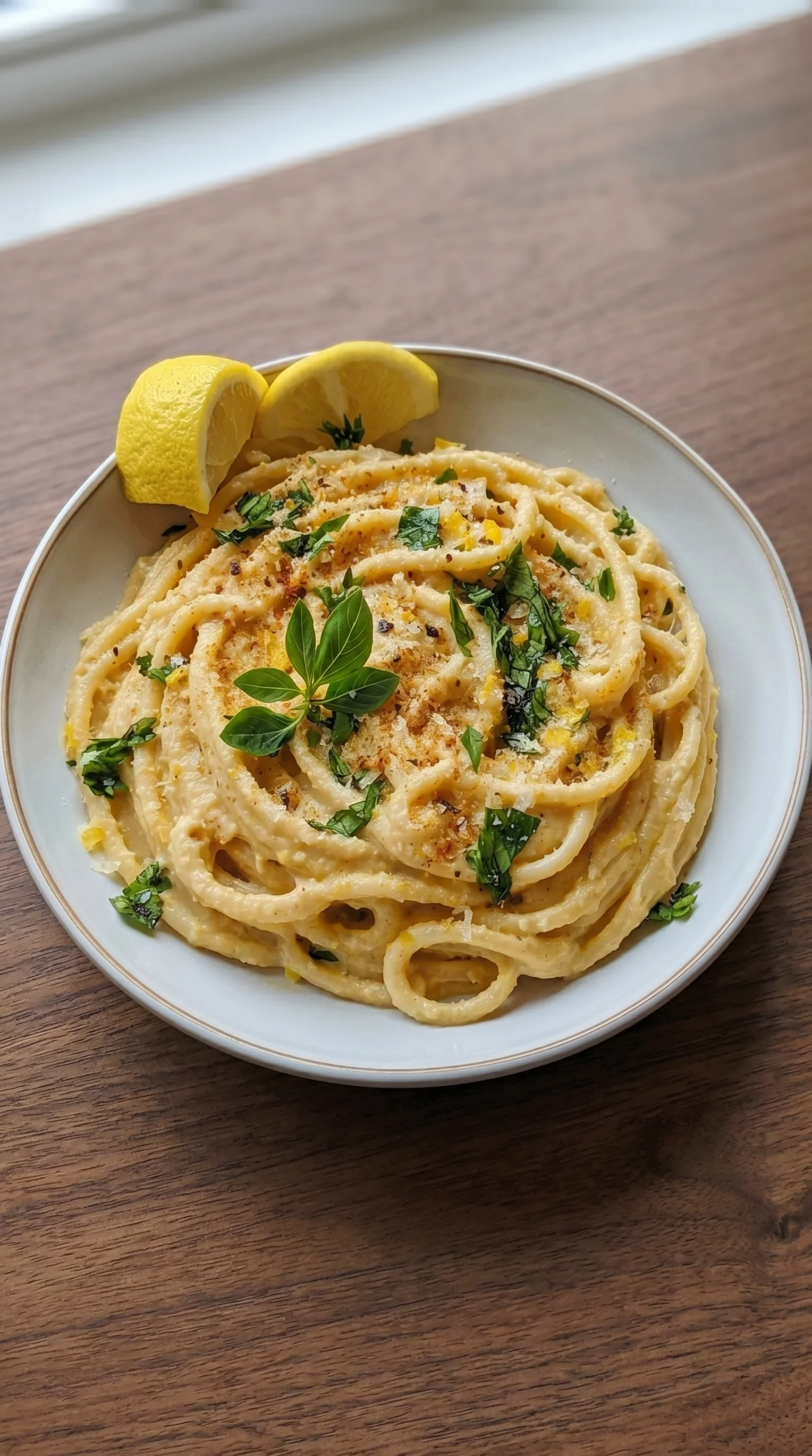 A plate of food with a lemon on top.
