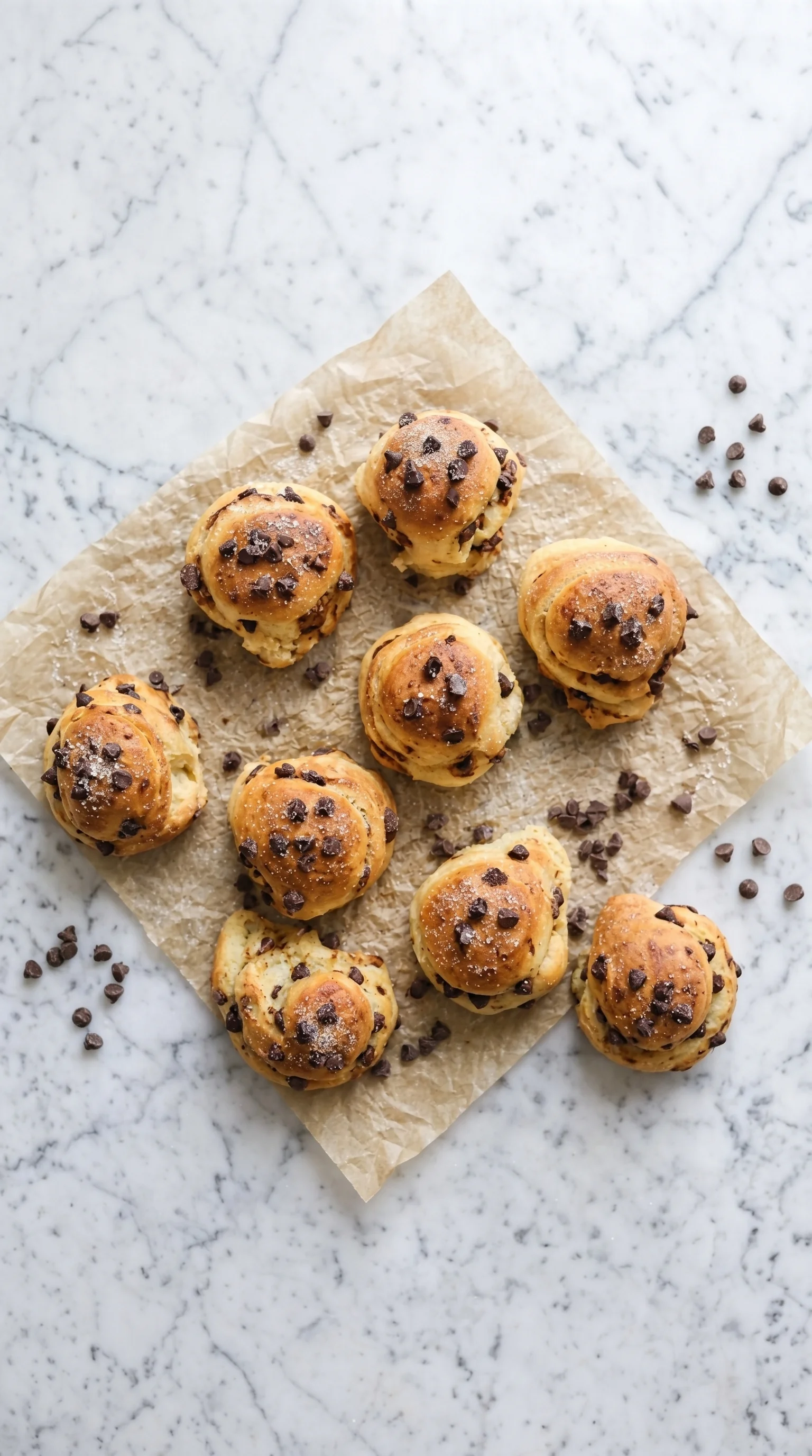 A plate of chocolate chip cookies.