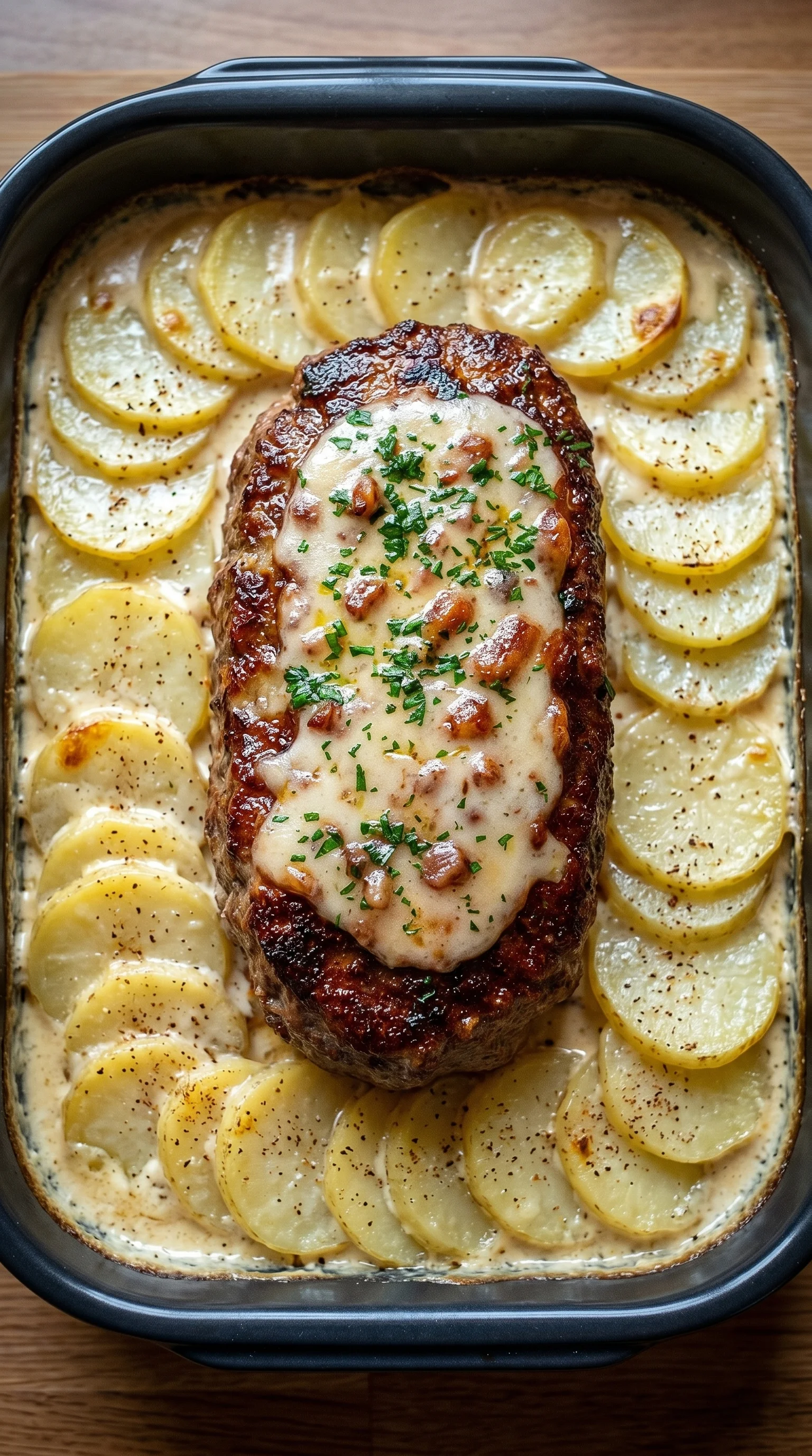 A delicious roast beef dish with potatoes in a creamy sauce.