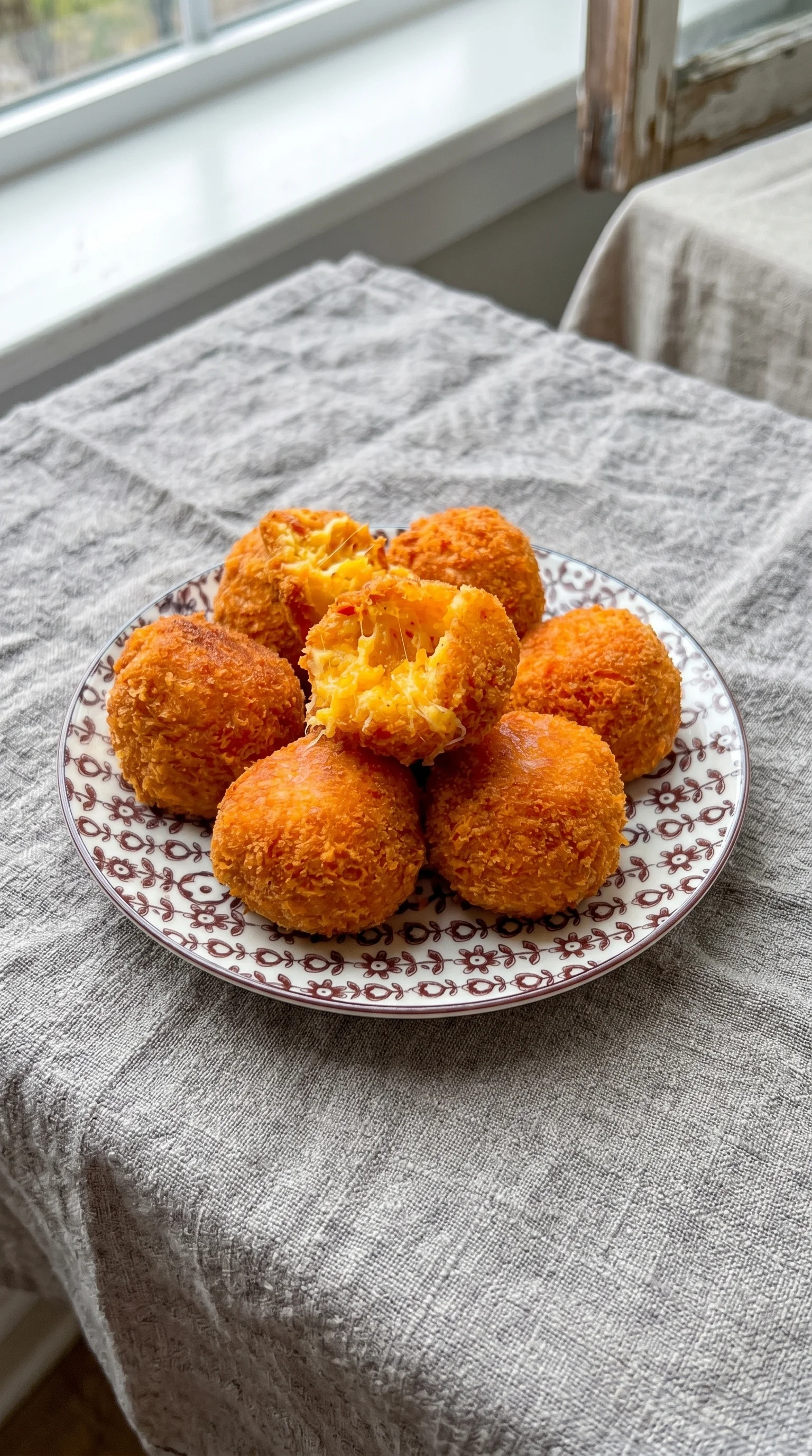 A plate of cheese balls.