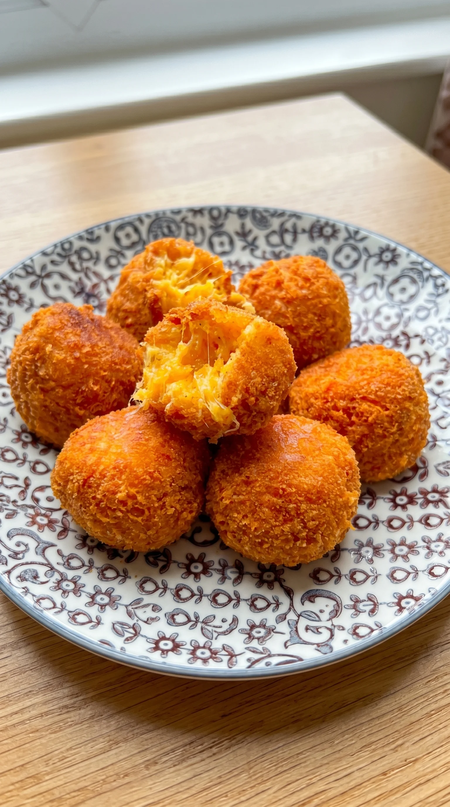 A plate of cheese balls.