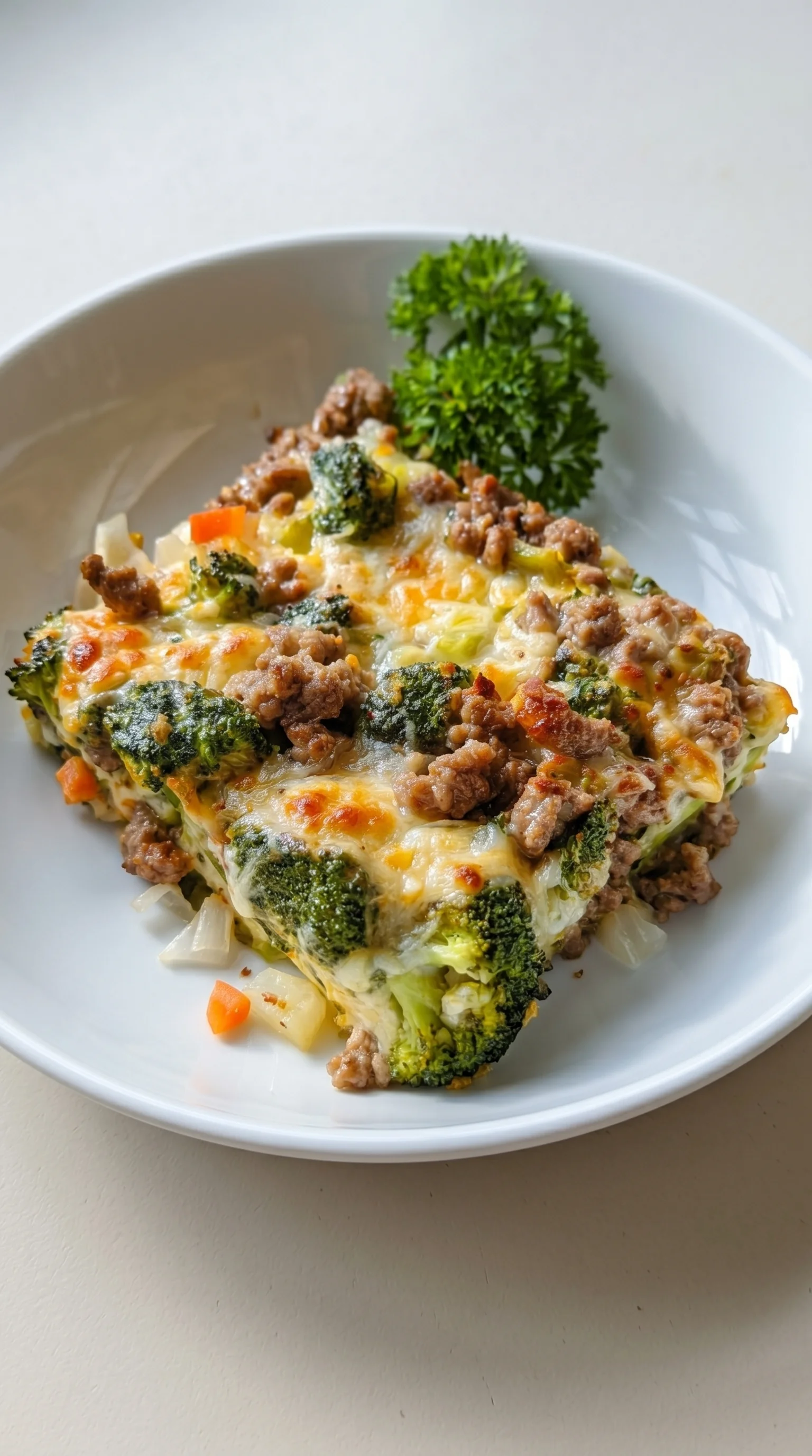 A plate of food with broccoli and meat on it.