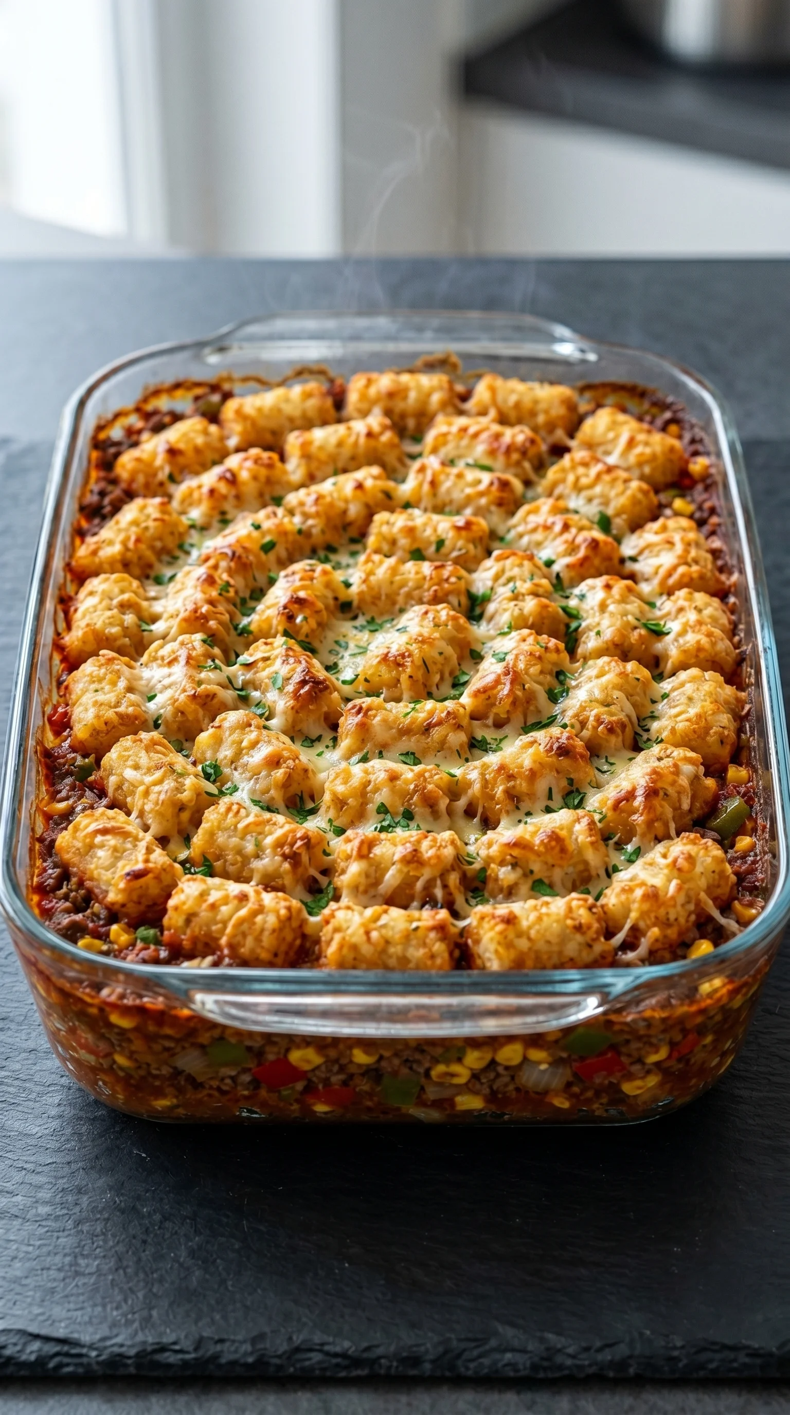 A dish of food with a spiral pattern.