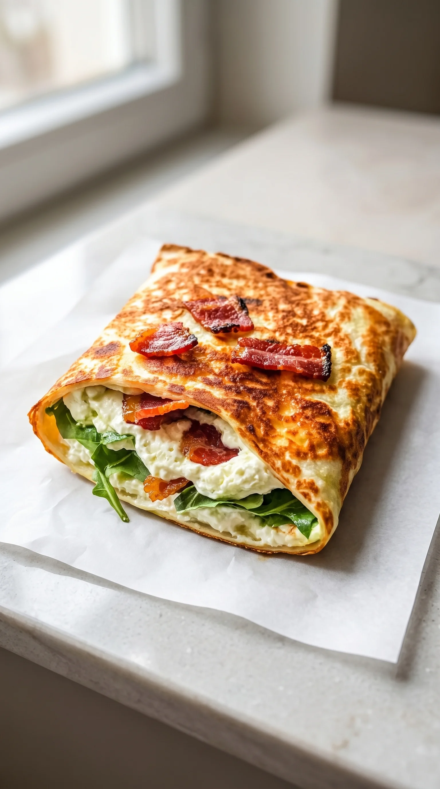 A wrap with bacon and cheese.