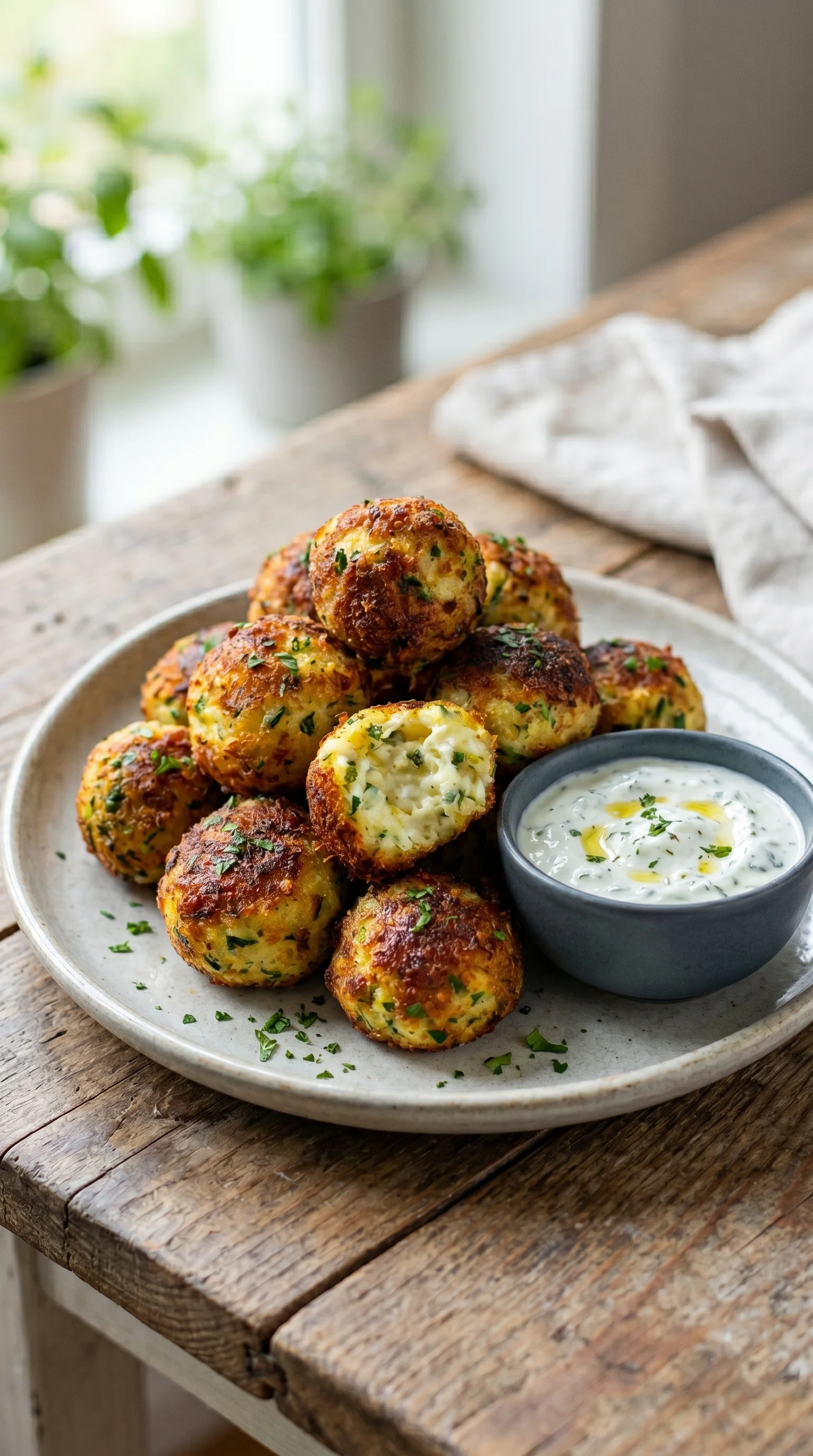 A plate of feta cheese balls.
