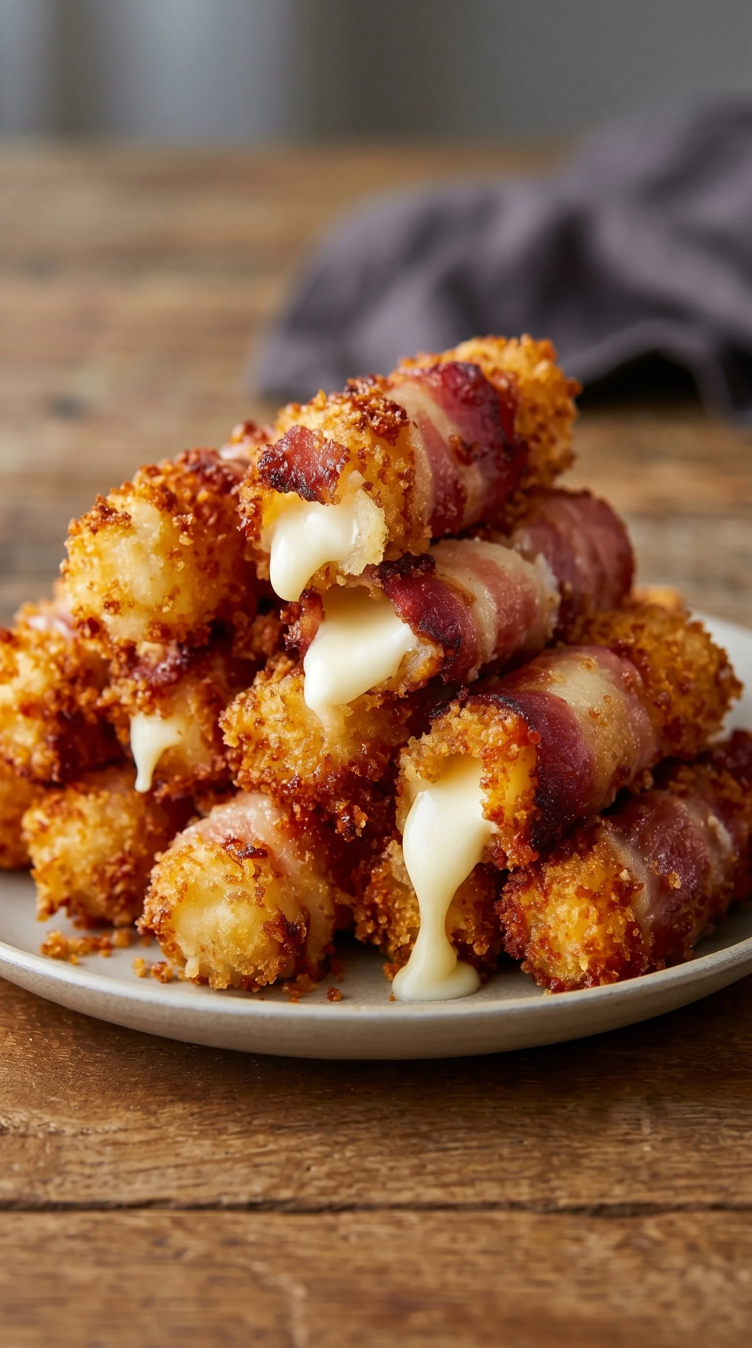 A plate of bacon wrapped in cheese.