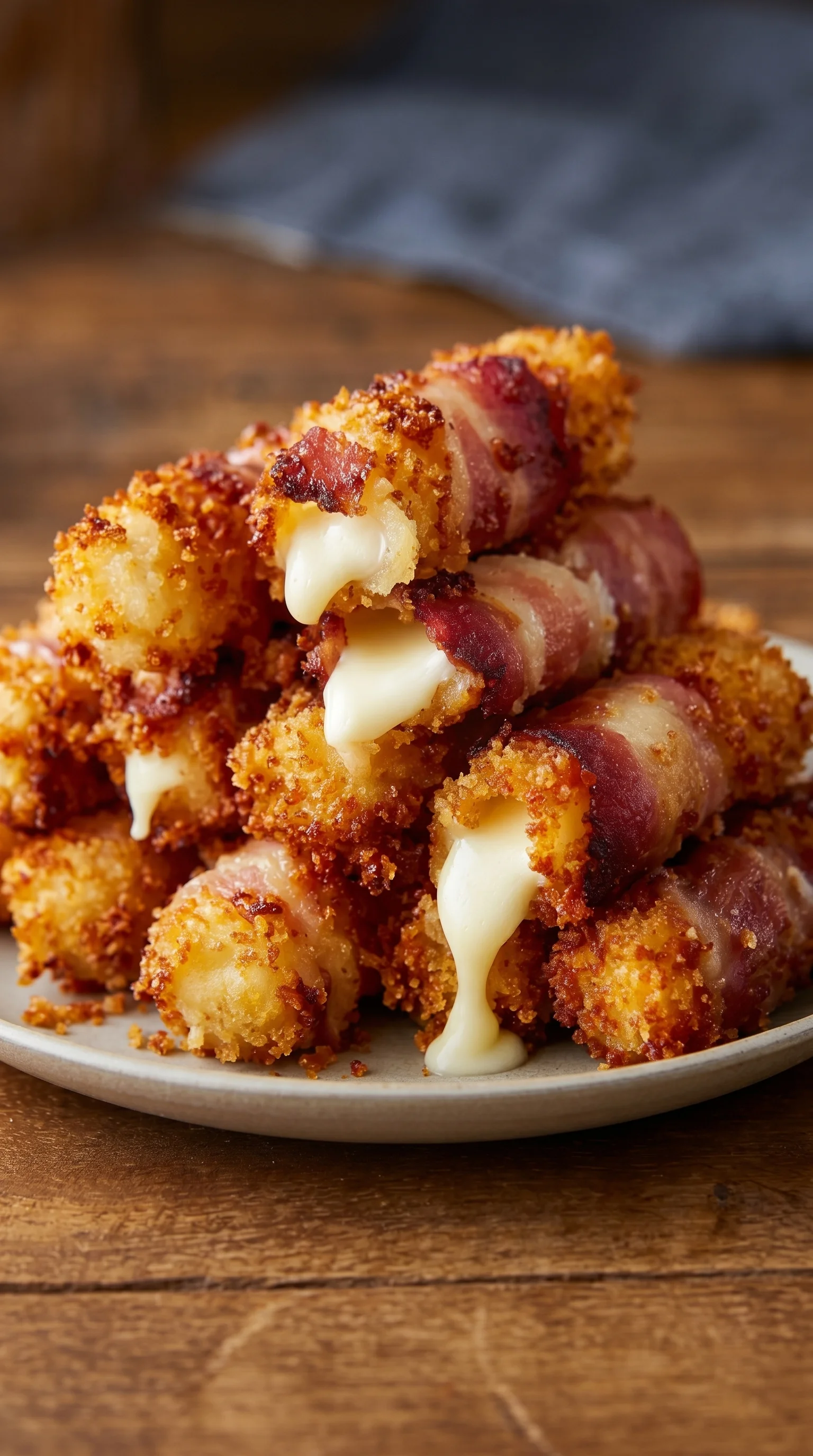 A plate of bacon wrapped in cheese.