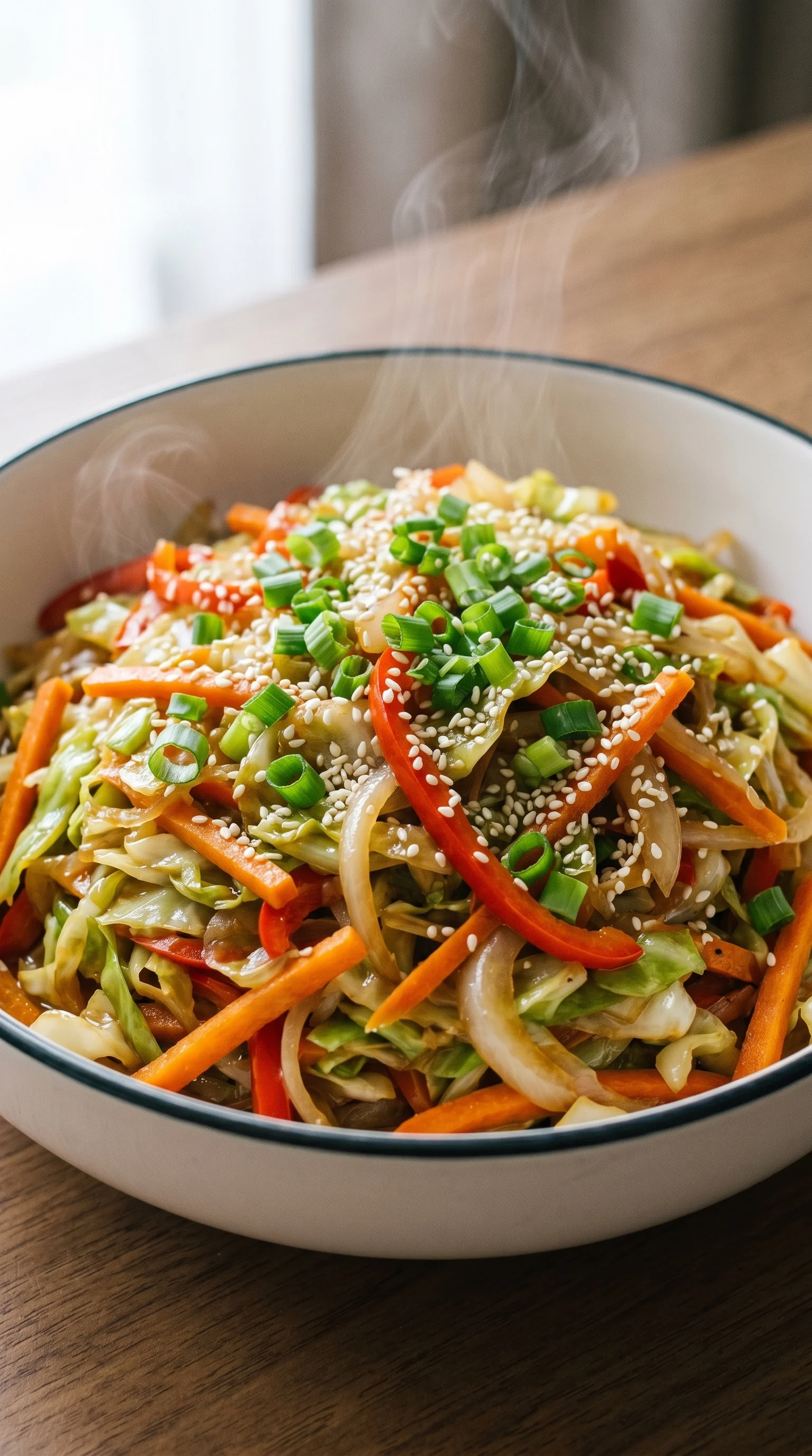 A bowl of stir fry with vegetables and noodles.