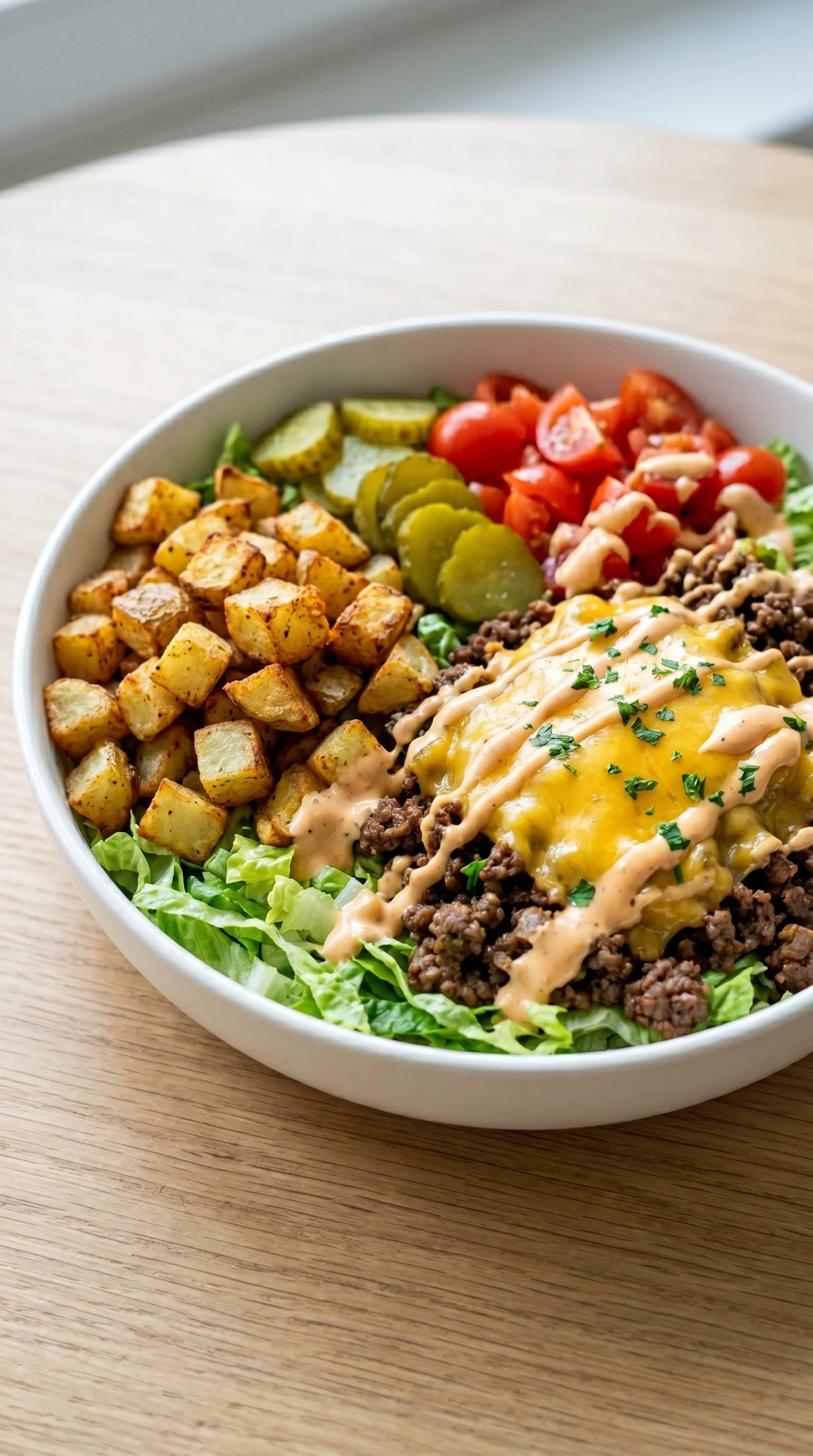 A bowl of food with a variety of ingredients.