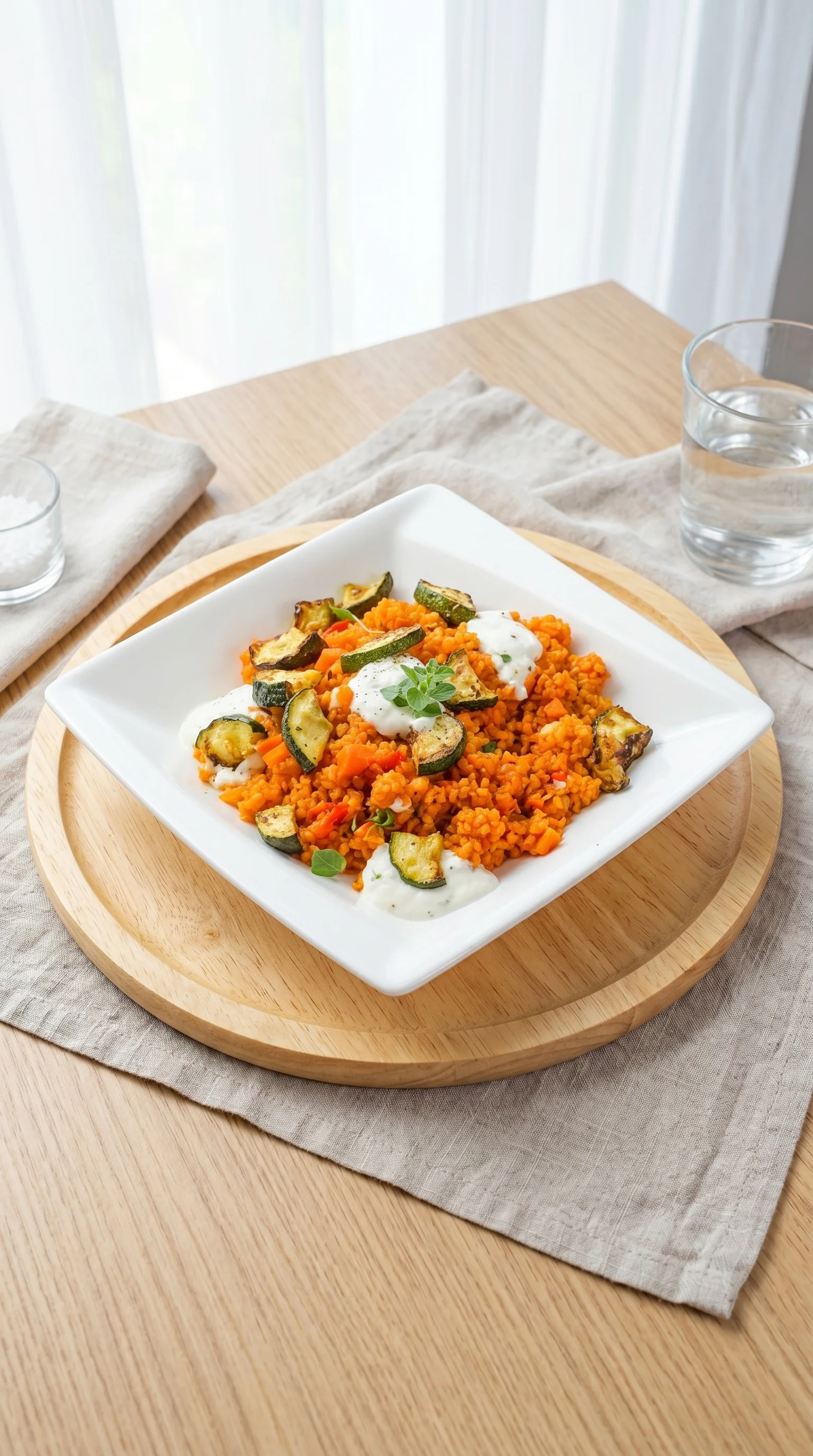 A white bowl filled with rice and vegetables.