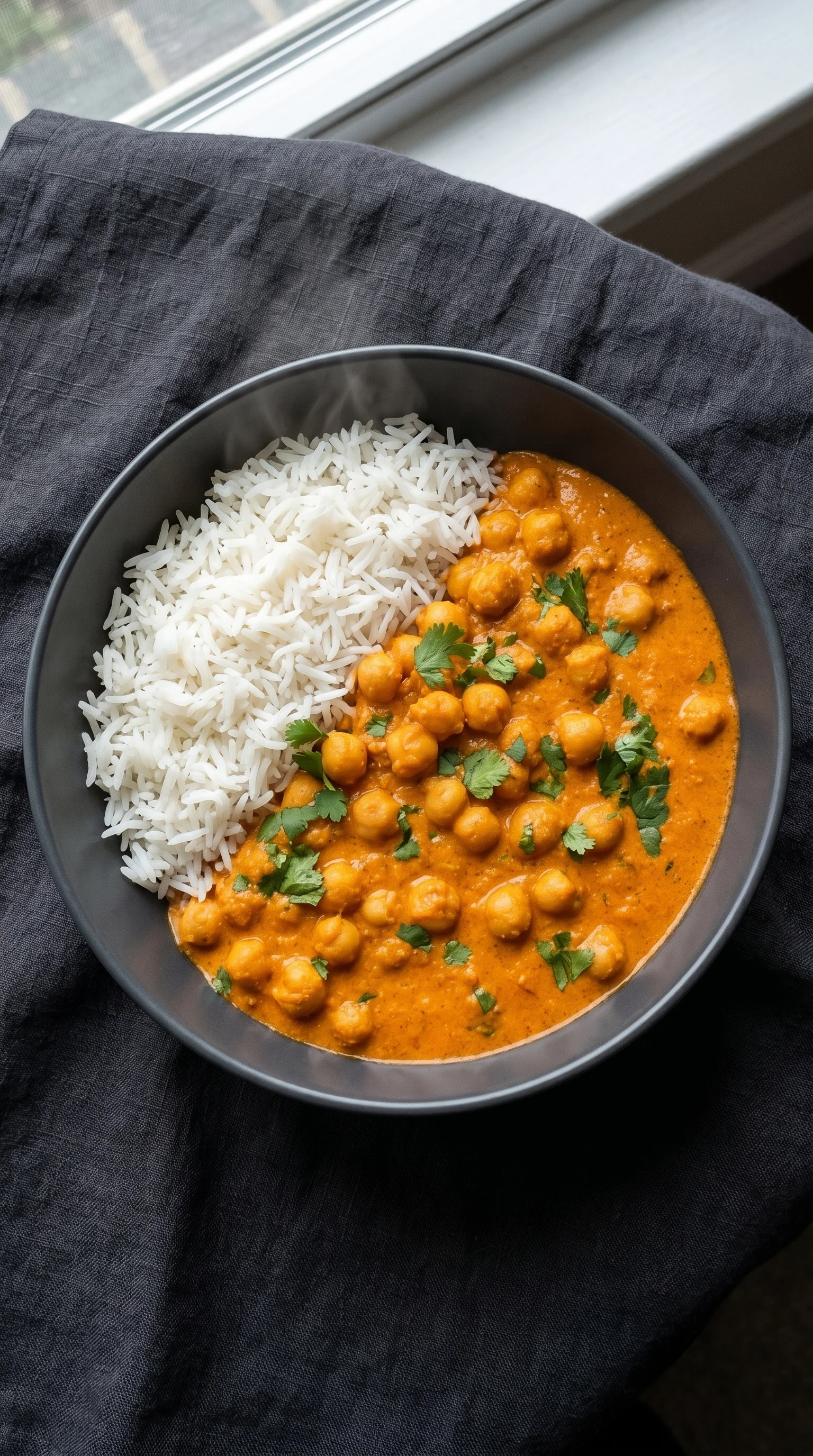 A bowl of rice and chickpeas.