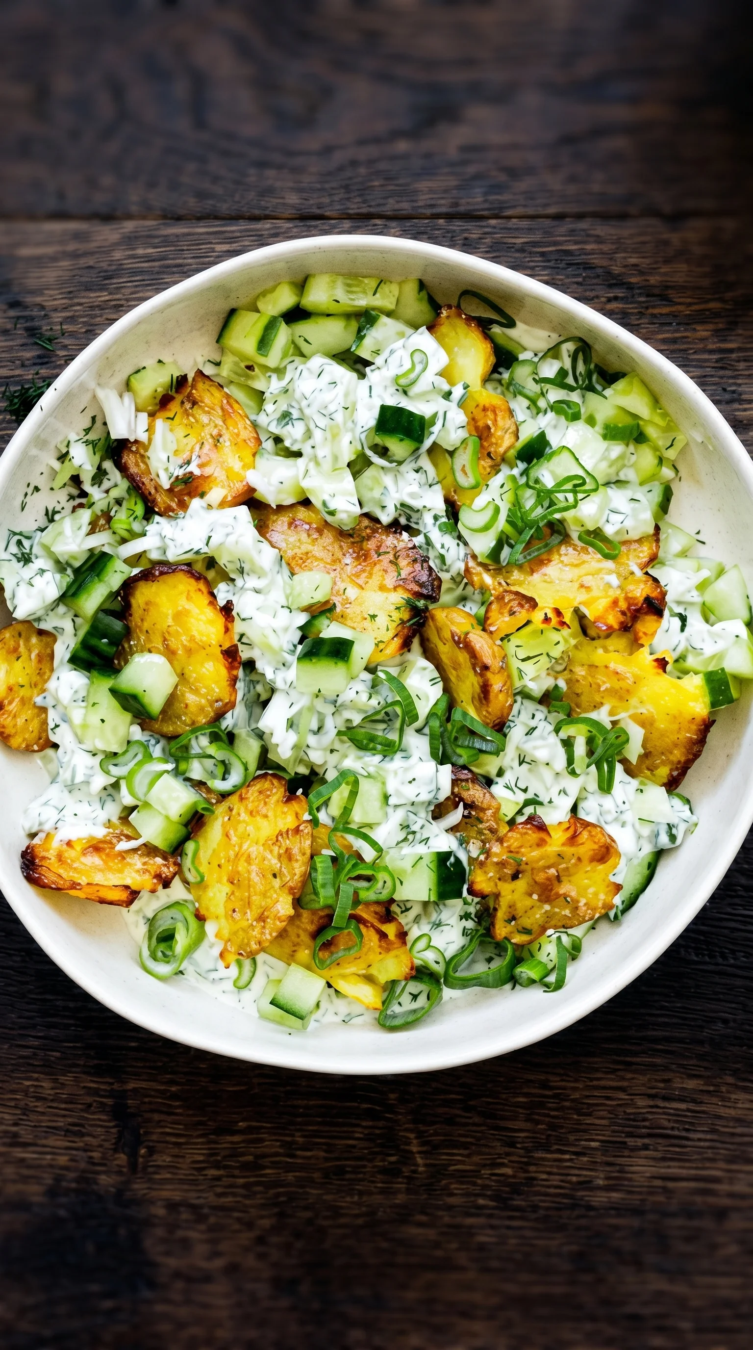 A bowl of crunchy potato salad.