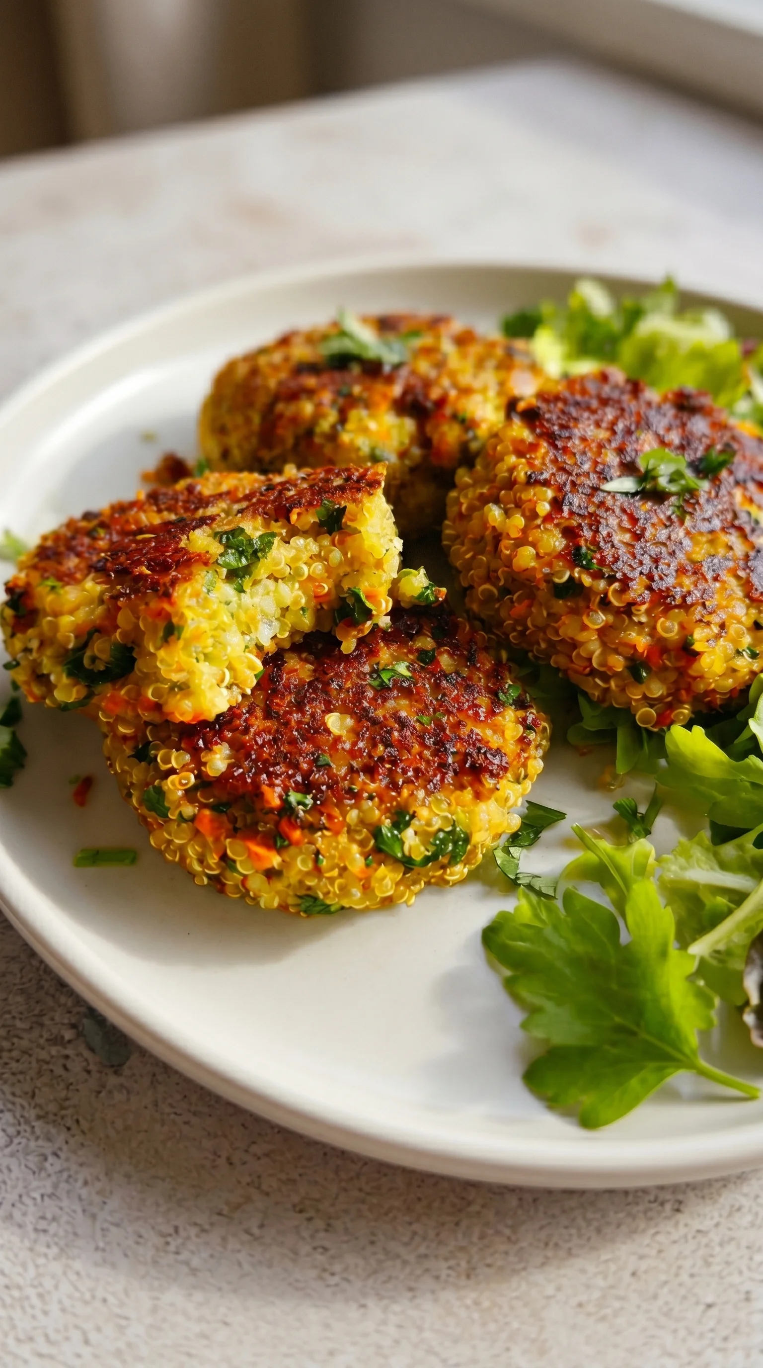 A plate of quinoa bratlinge.