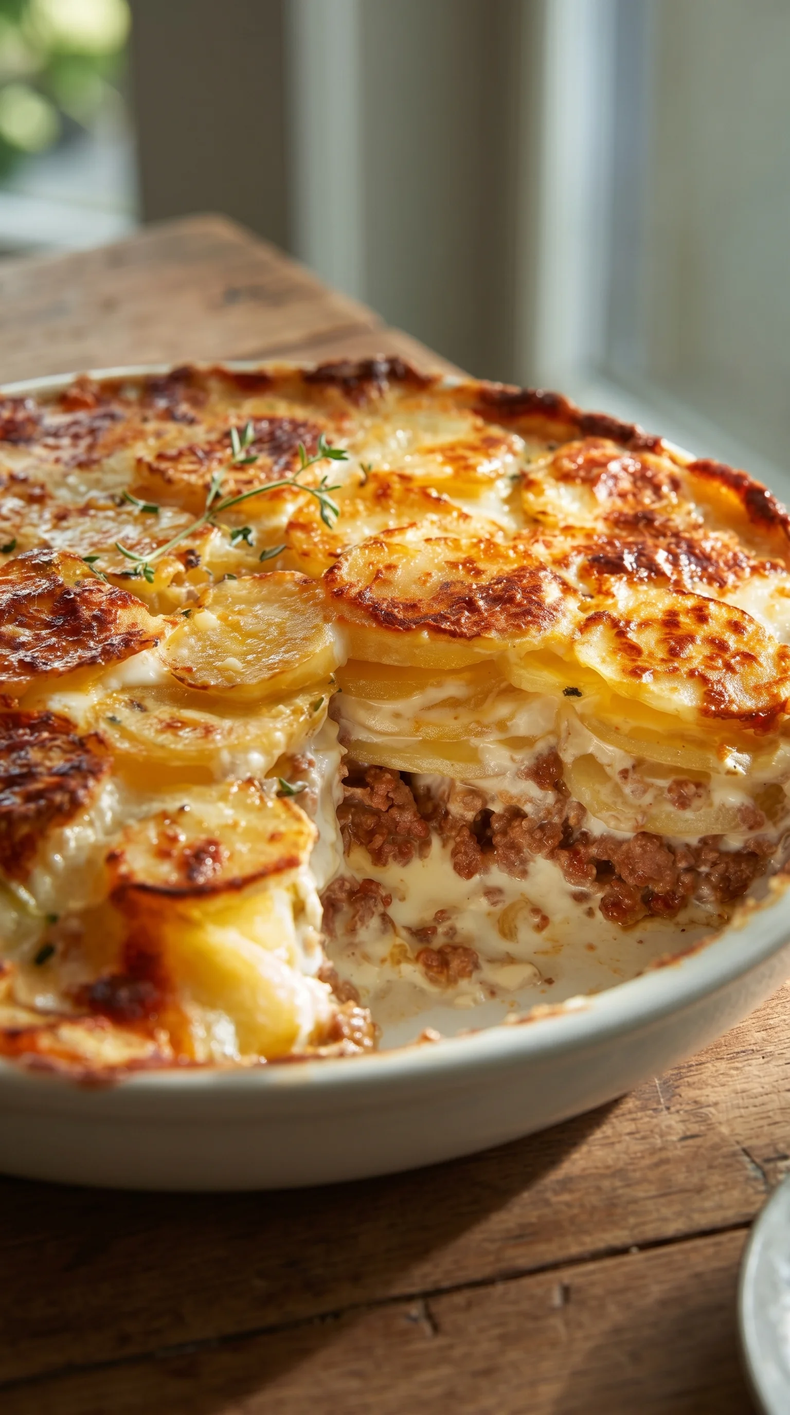 A slice of a Kartoffel-Hackfleisch-Auflauf.