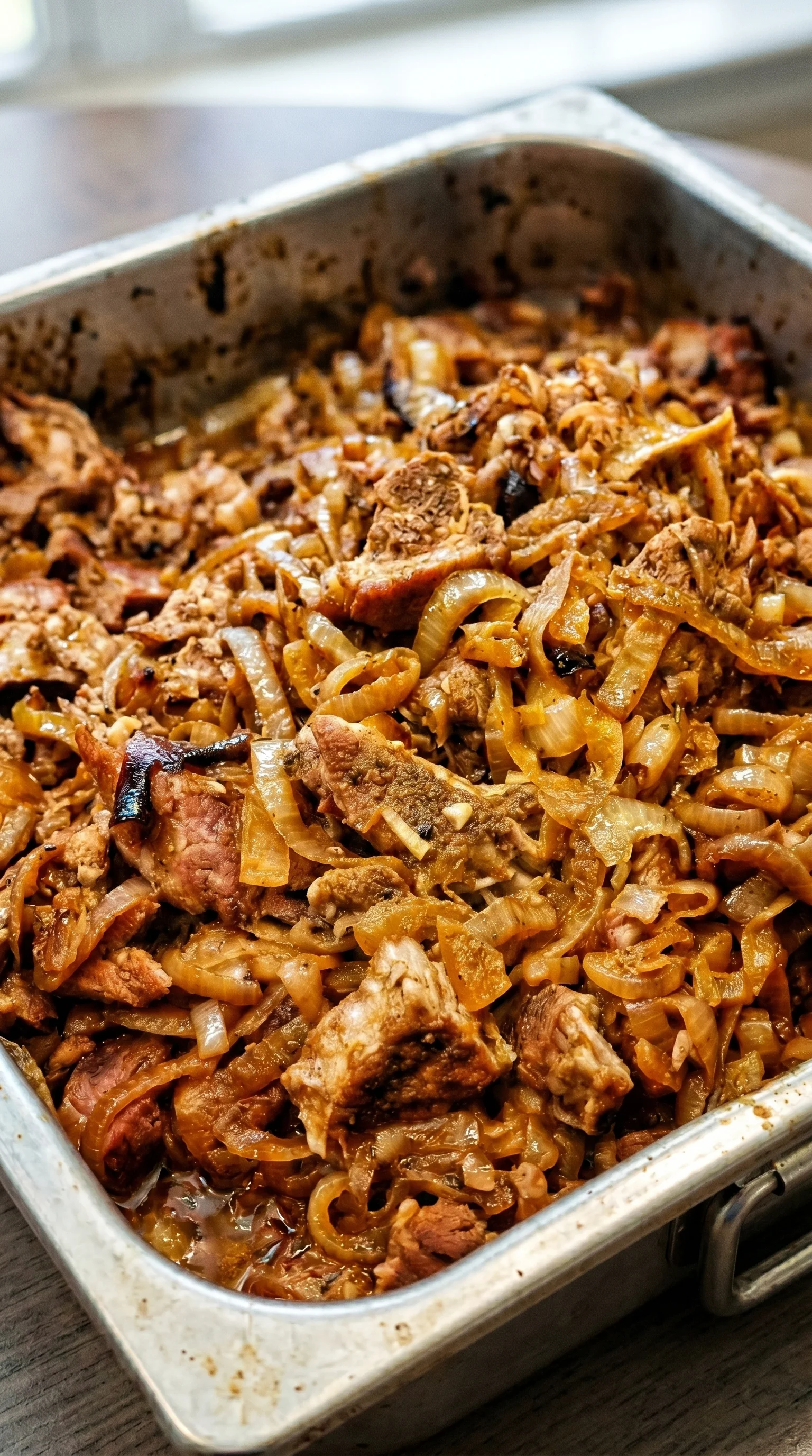 A bowl of Zwiebelfleisch.