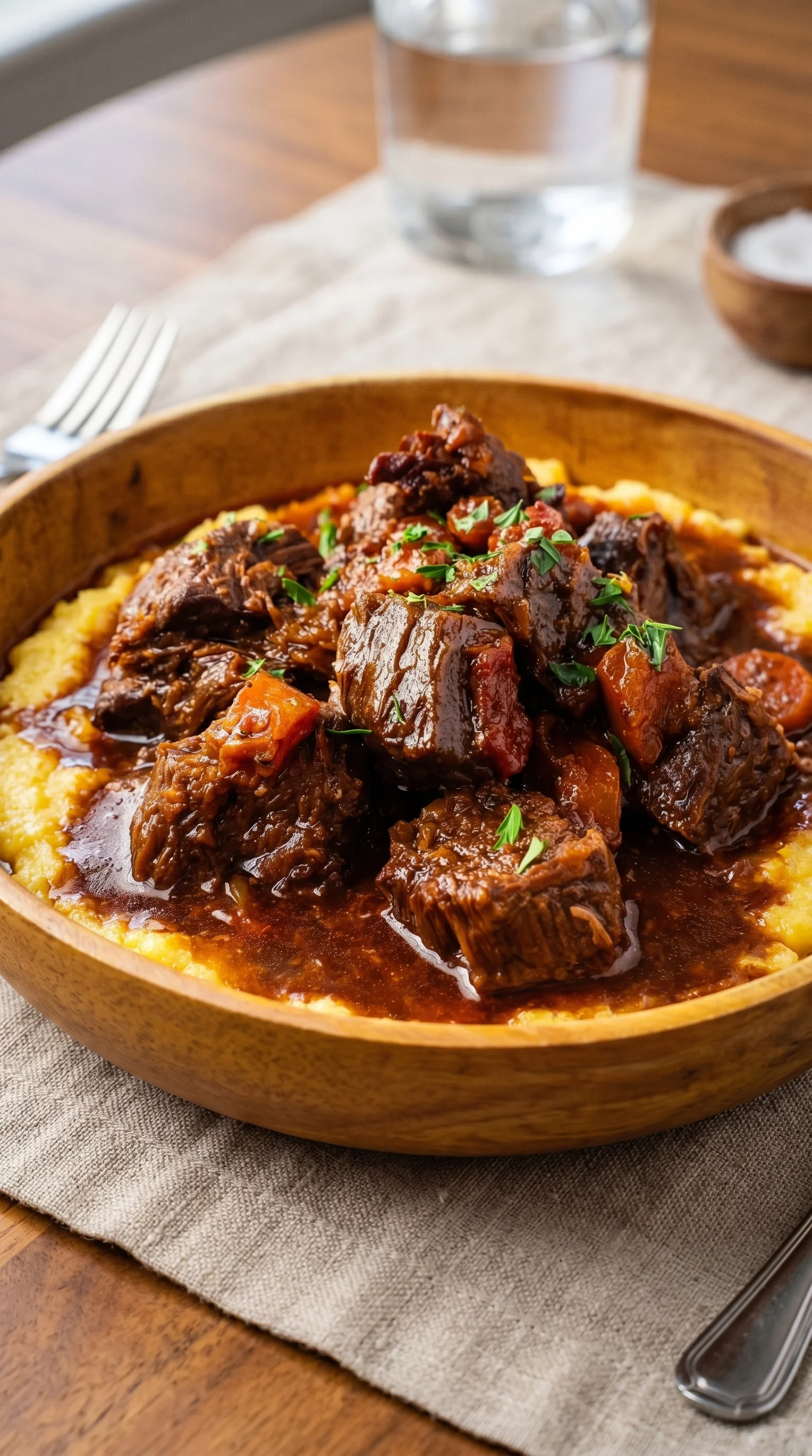 A bowl of meat and potatoes.