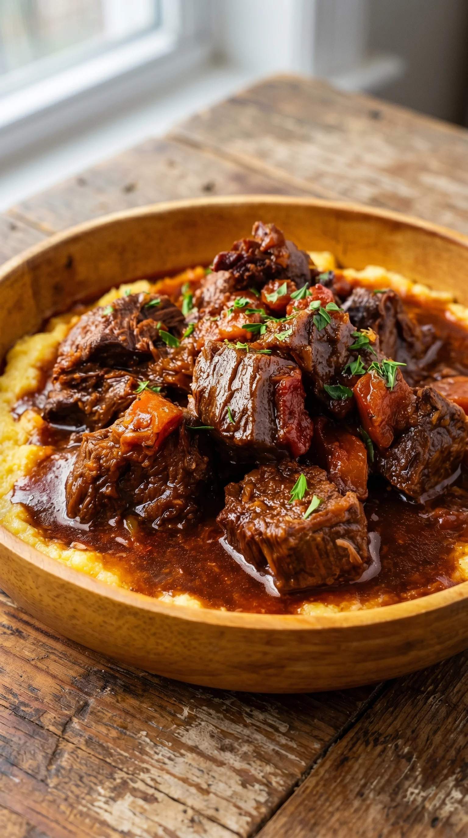 A bowl of meat and potatoes.