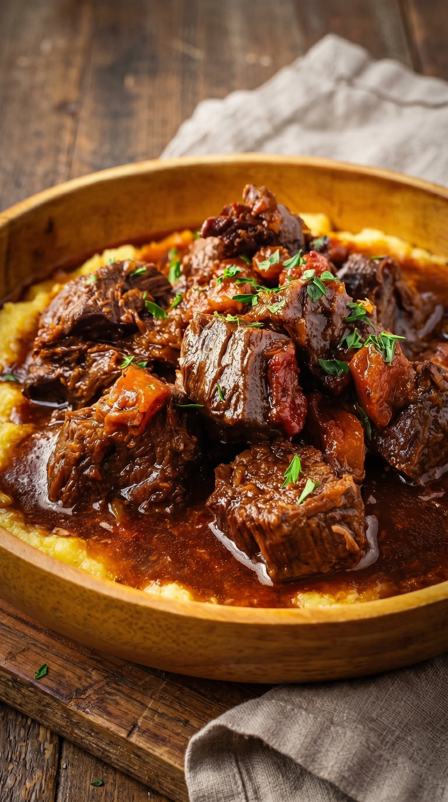A bowl of meat and potatoes.