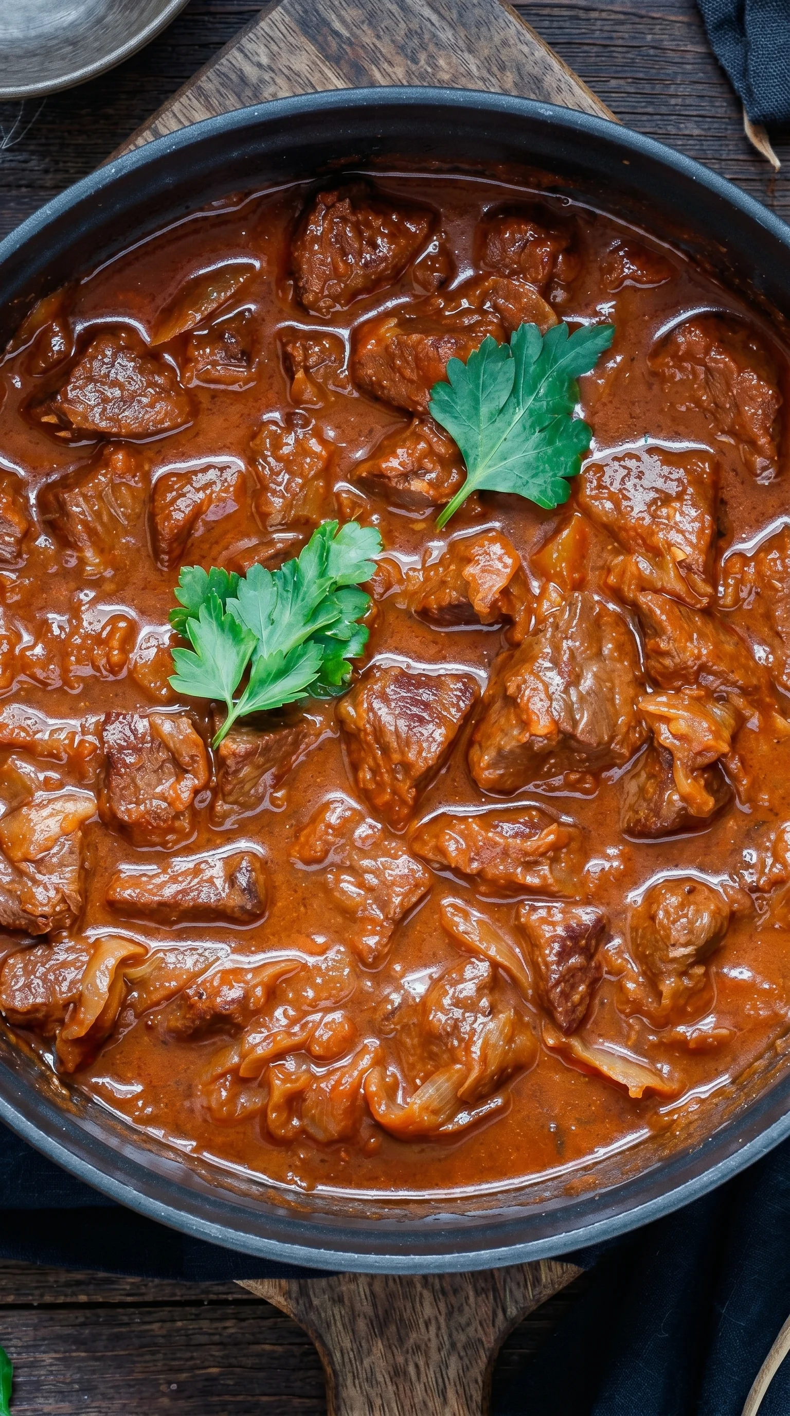 A close up of a bowl of meat and onions.