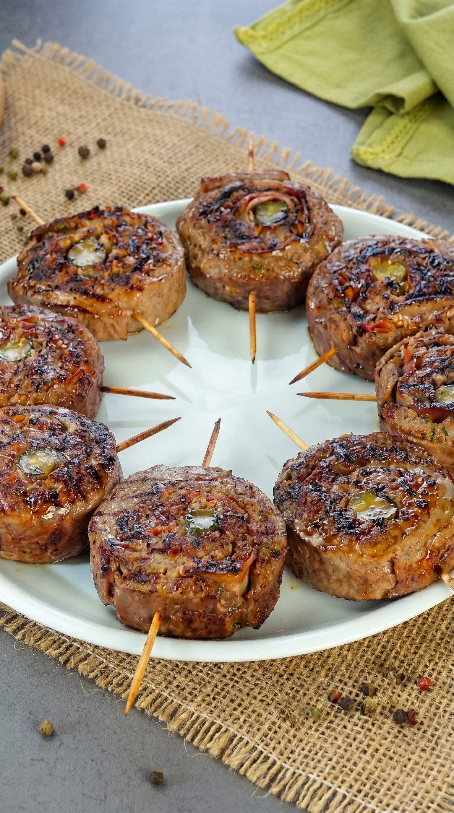A plate of meat on a table.