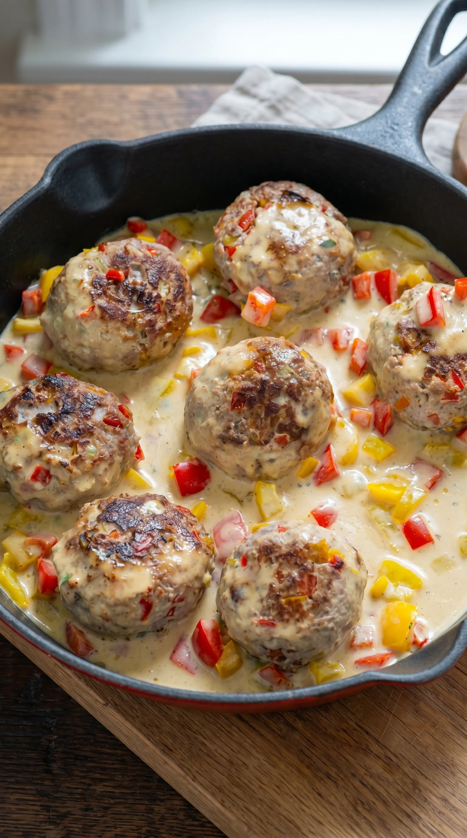 A bowl of Schlemmer-Frikadellen with sauce.