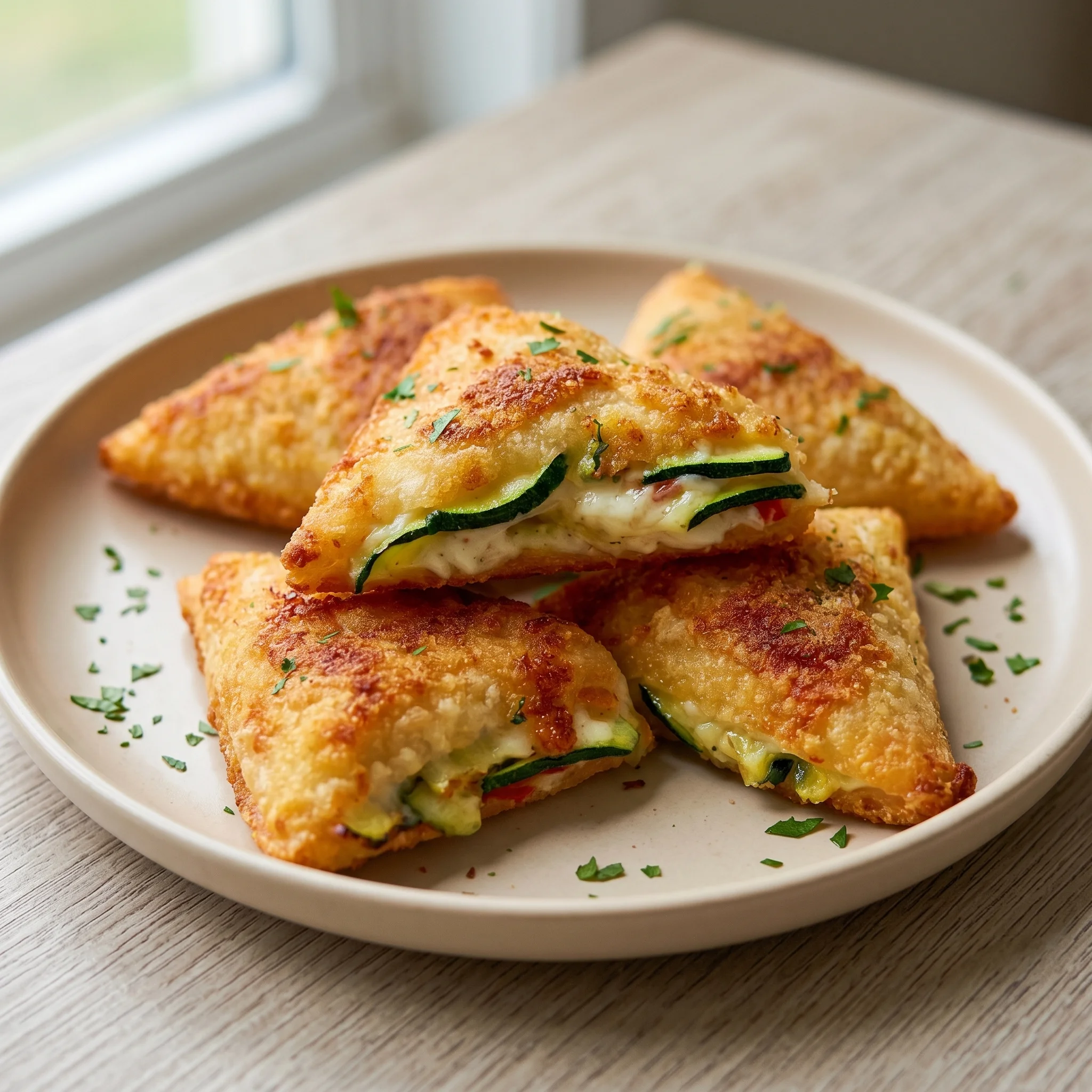 A plate of zucchini frischkase taschen.