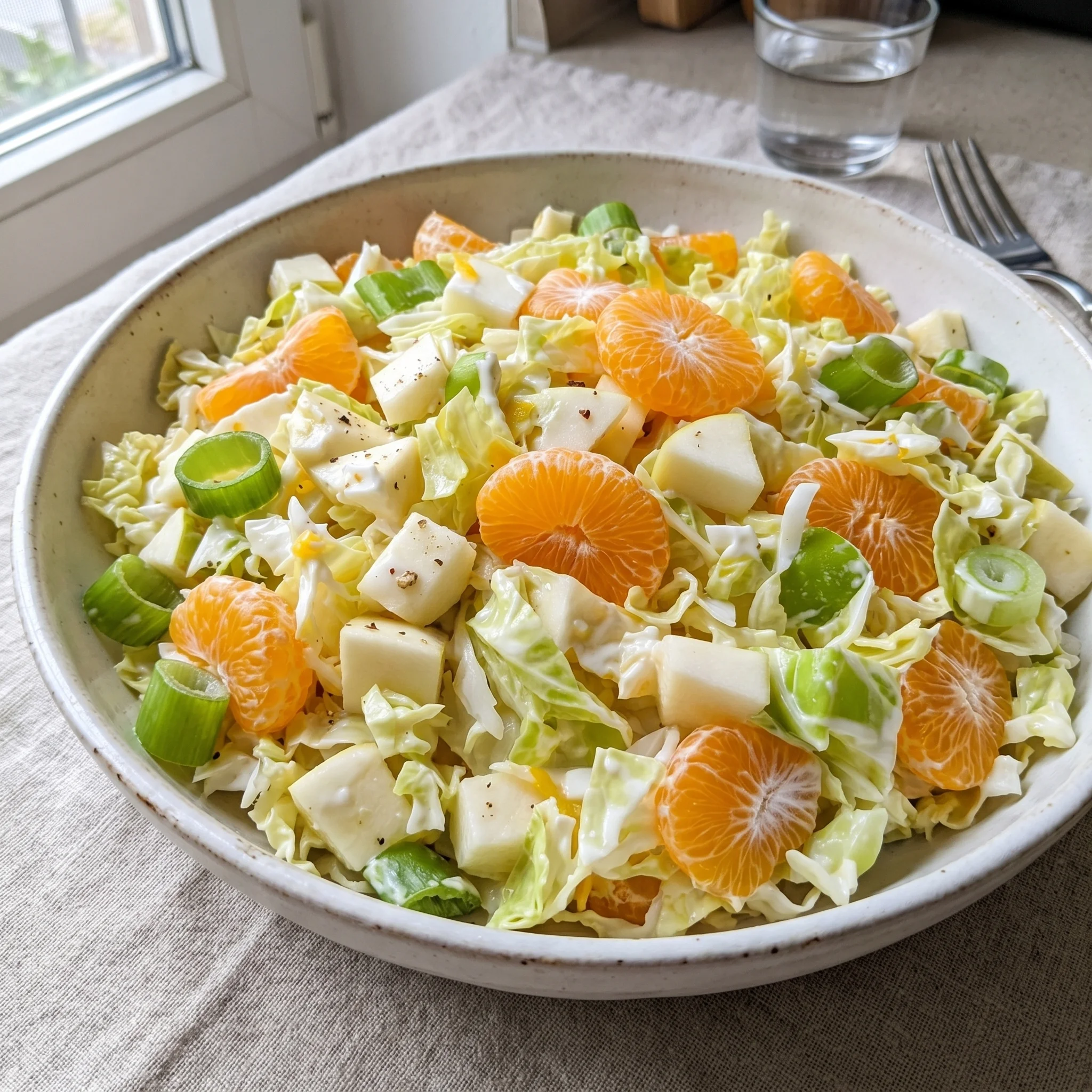 A bowl of salad with oranges and lettuce.