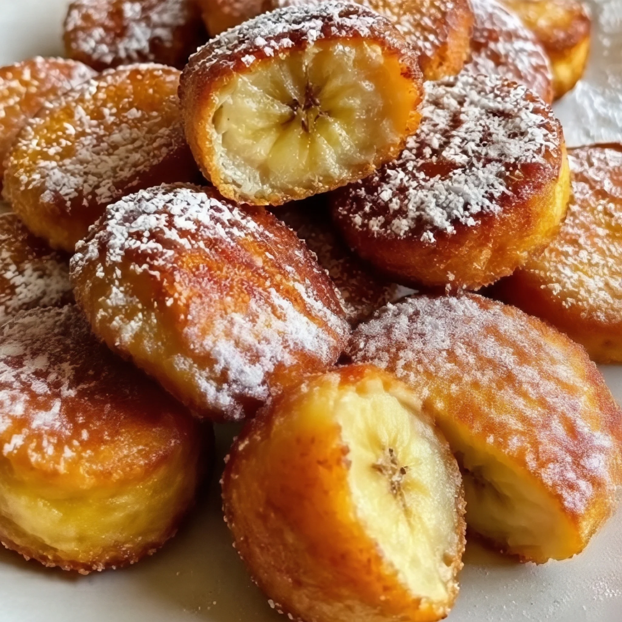 Gebackene Bananen auf einem Teller.