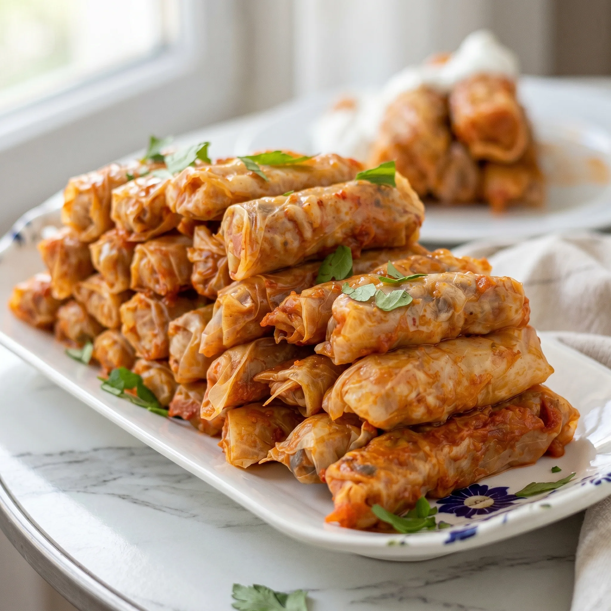 A plate of Turkish meat rolls.