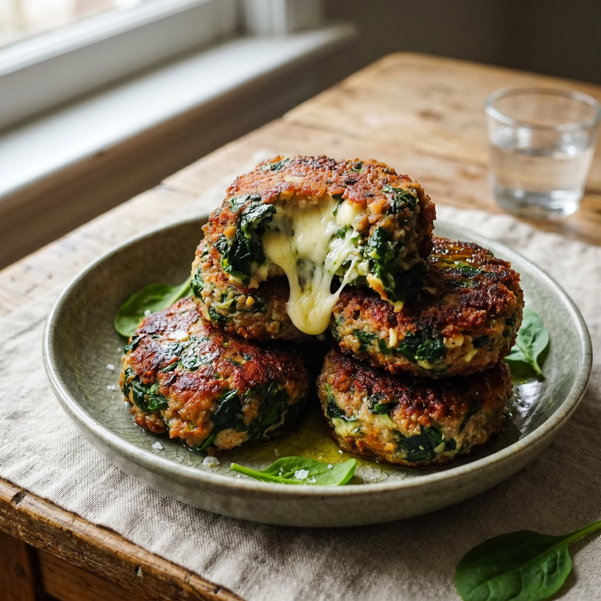 A plate of spinach and cheese filled cakes.