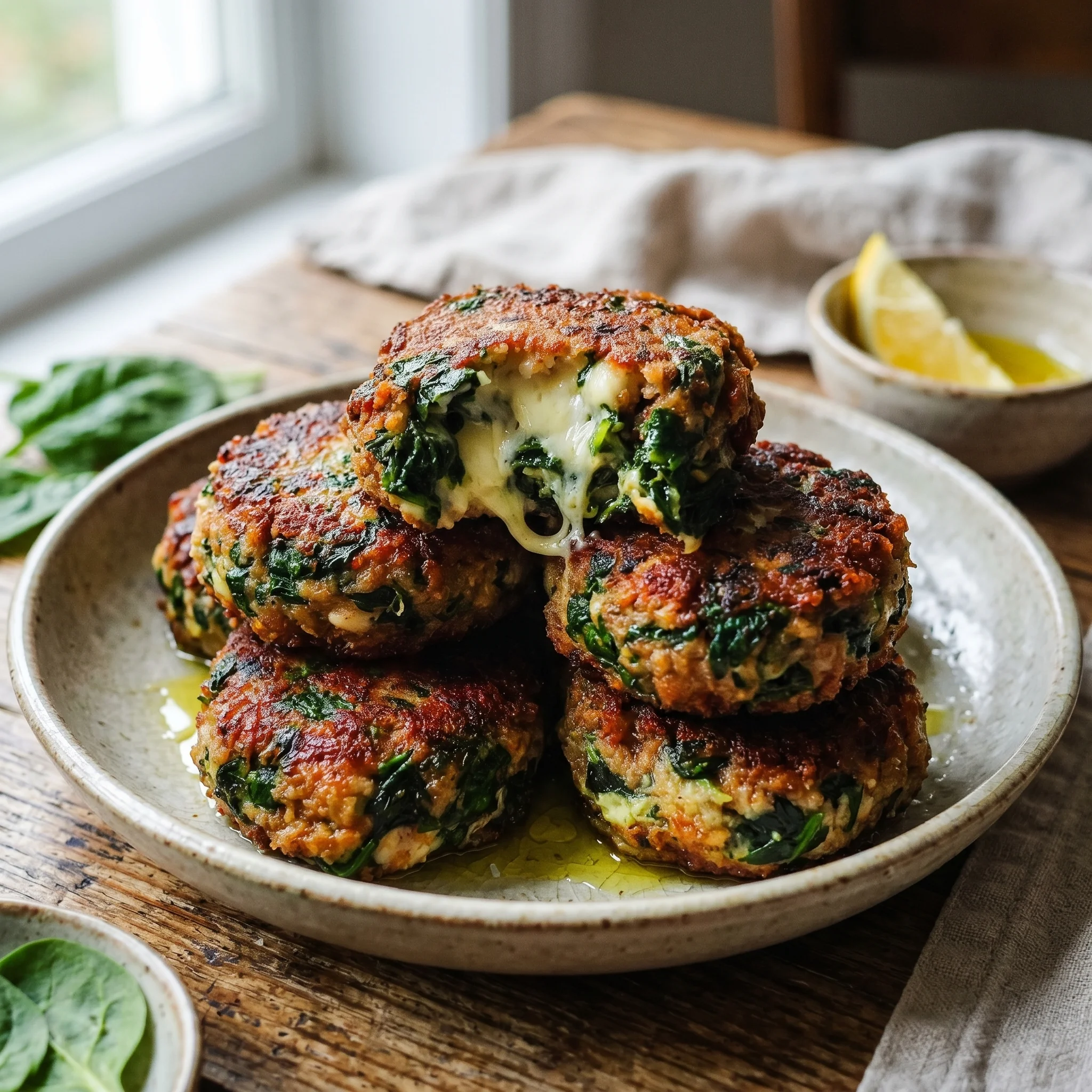 A plate of spinach and cheese filled cakes.