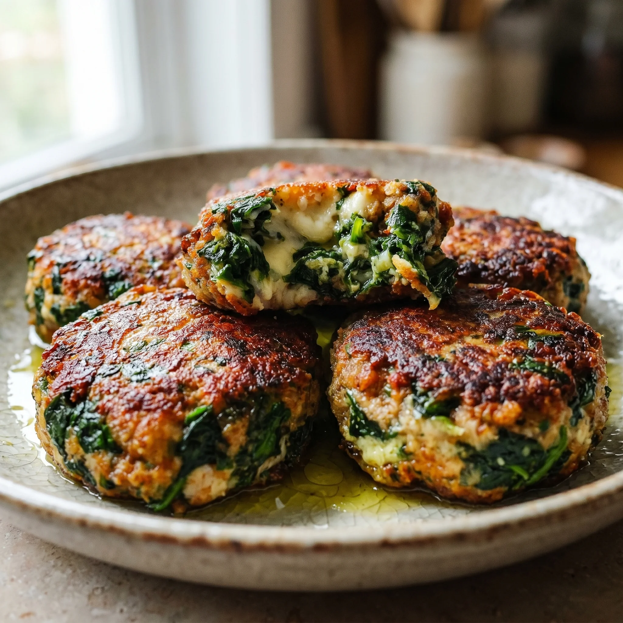 A plate of spinach and cheese filled cakes.
