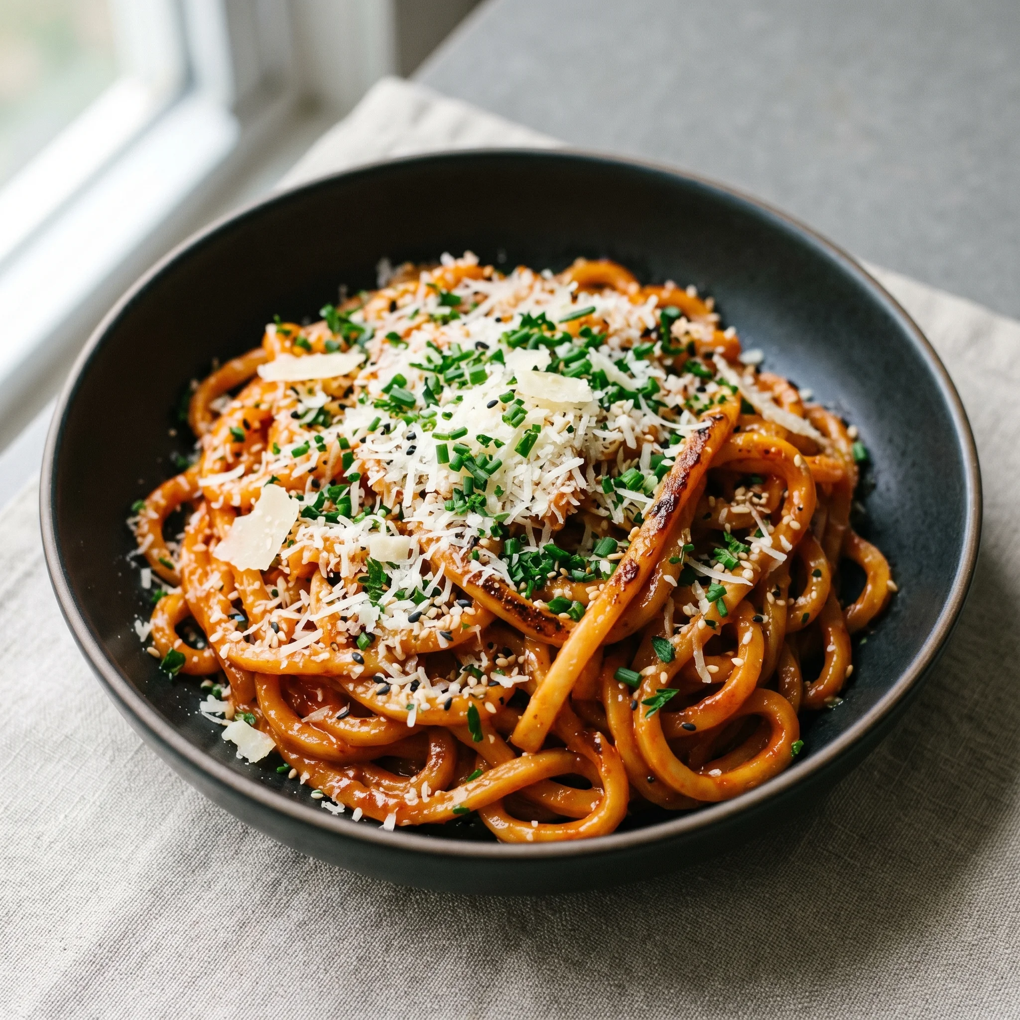 A bowl of cremige umami udon.