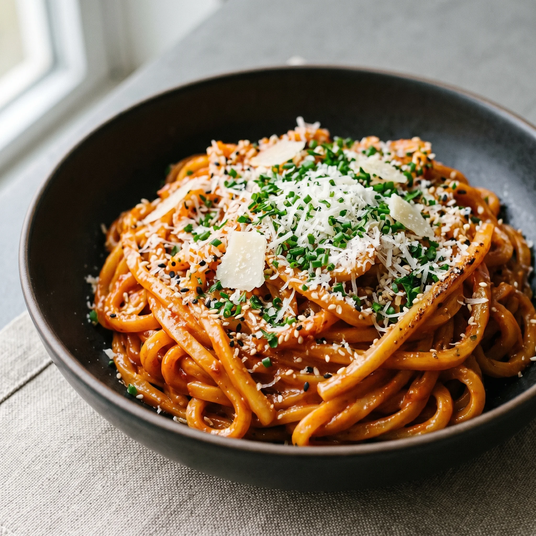 A bowl of cremige umami udon.